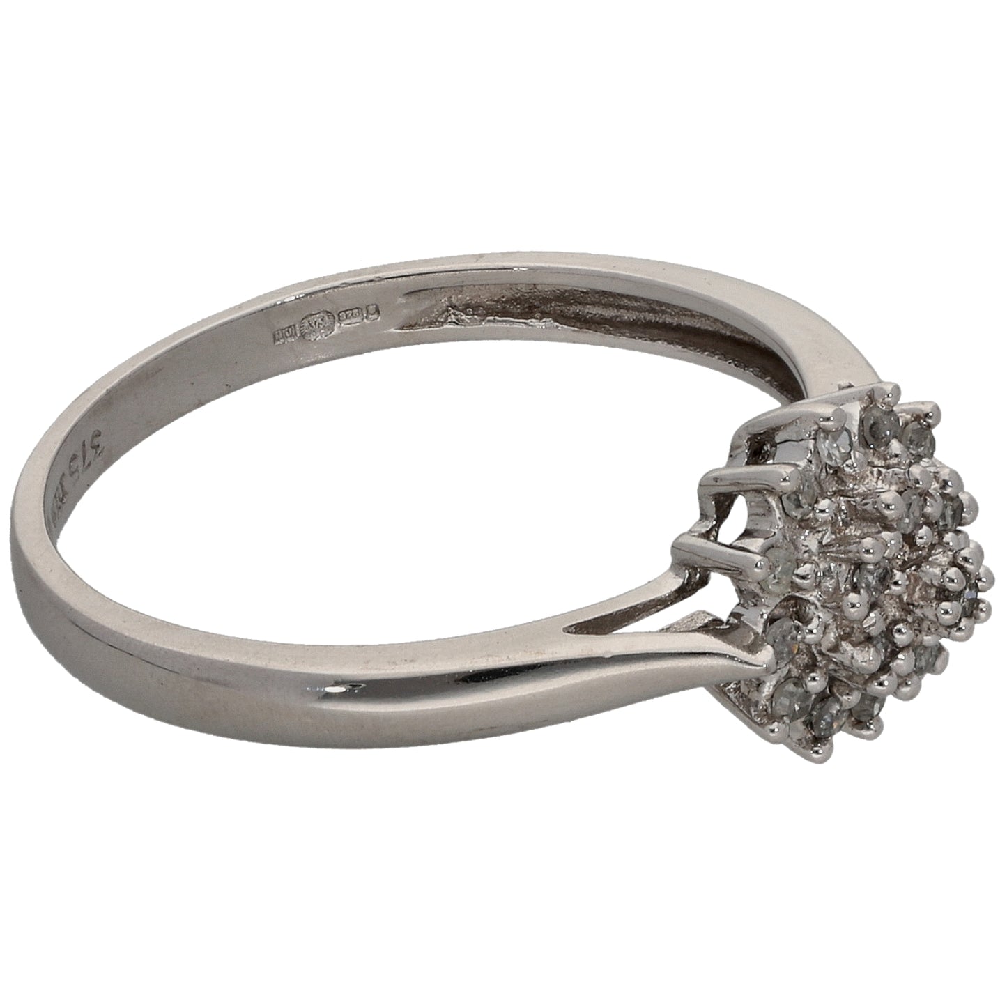 9ct White Gold 0.095ct Diamond Cluster Ring Size N