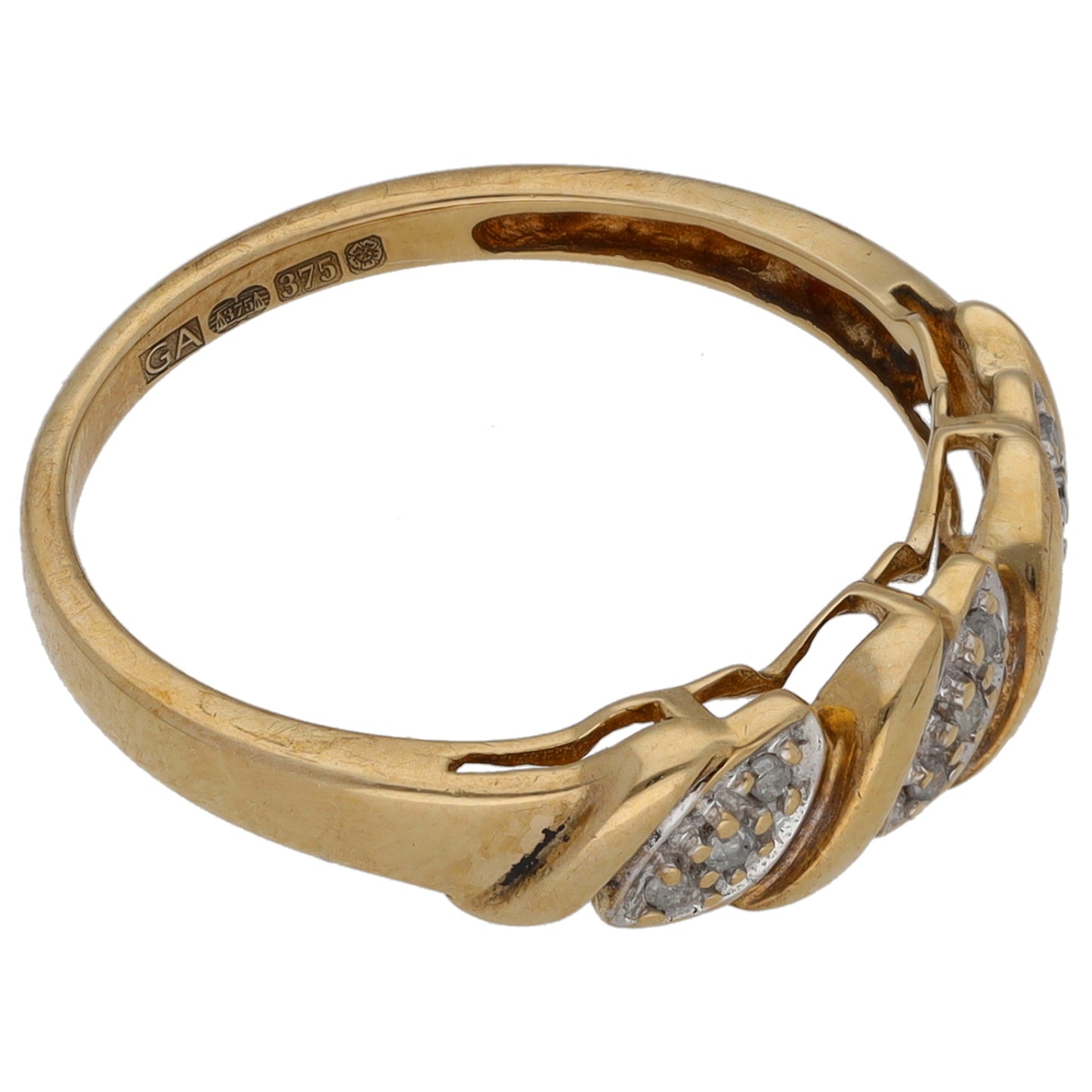 9ct Gold 0.09ct Diamond Dress/Cocktail Ring Size M