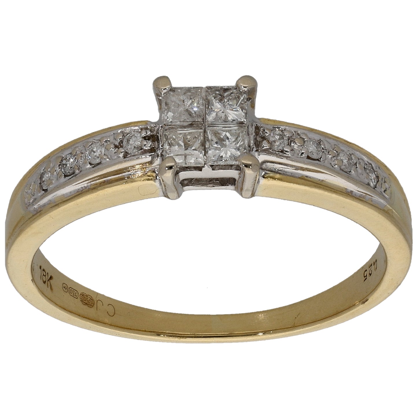 18ct Bicolour Gold 0.32ct Diamond Cluster Ring Size P