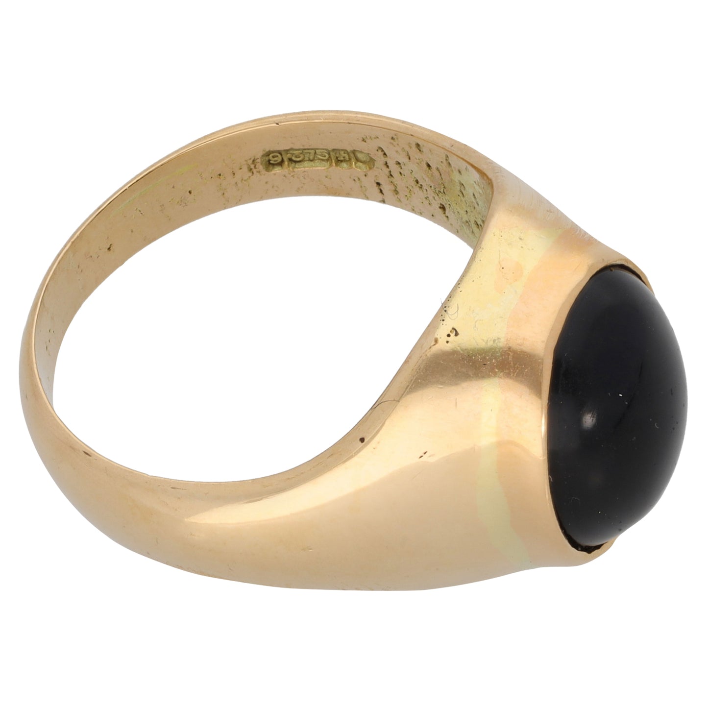 9ct Gold Onyx Plain Single Stone Signet Ring Size V