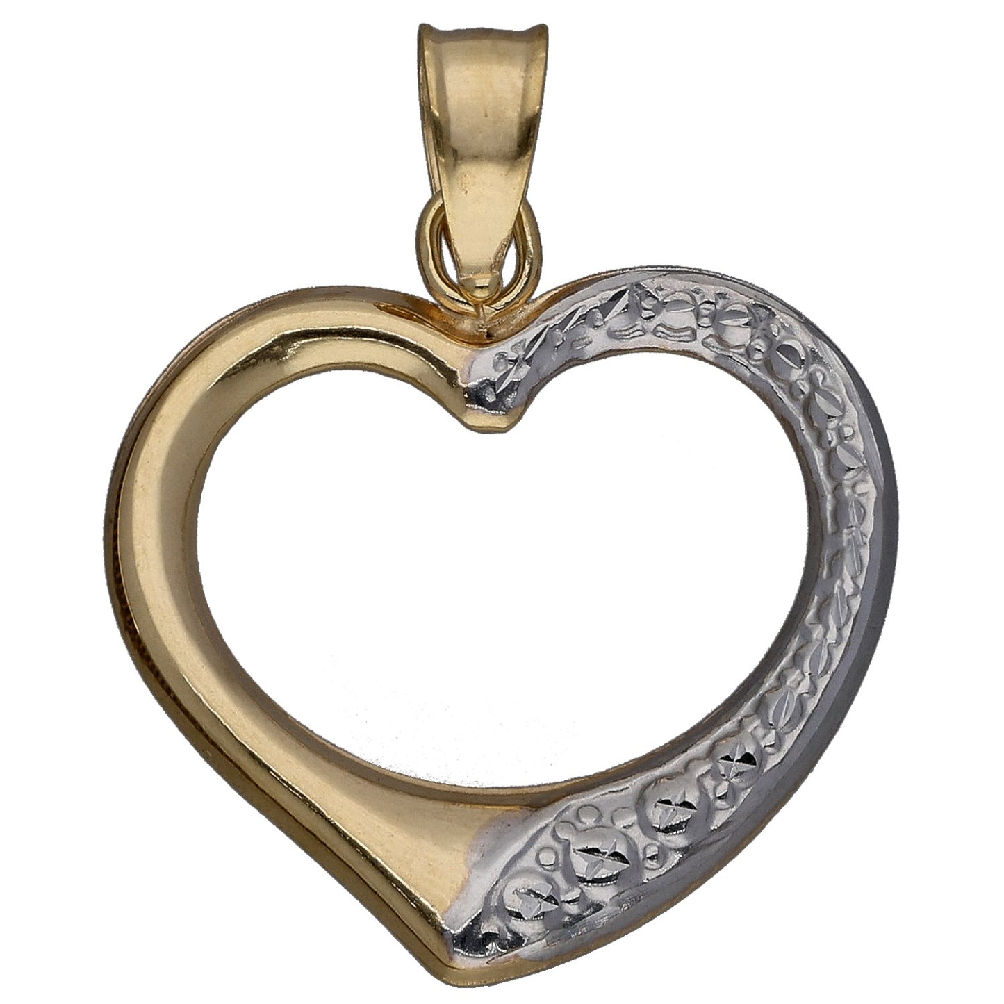 New 9ct Bi-Colour Gold Open Heart Pendant