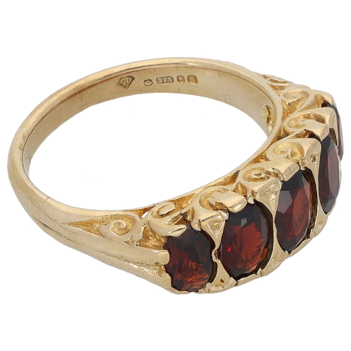9ct Gold Garnet Dress/Cocktail Ring Size L