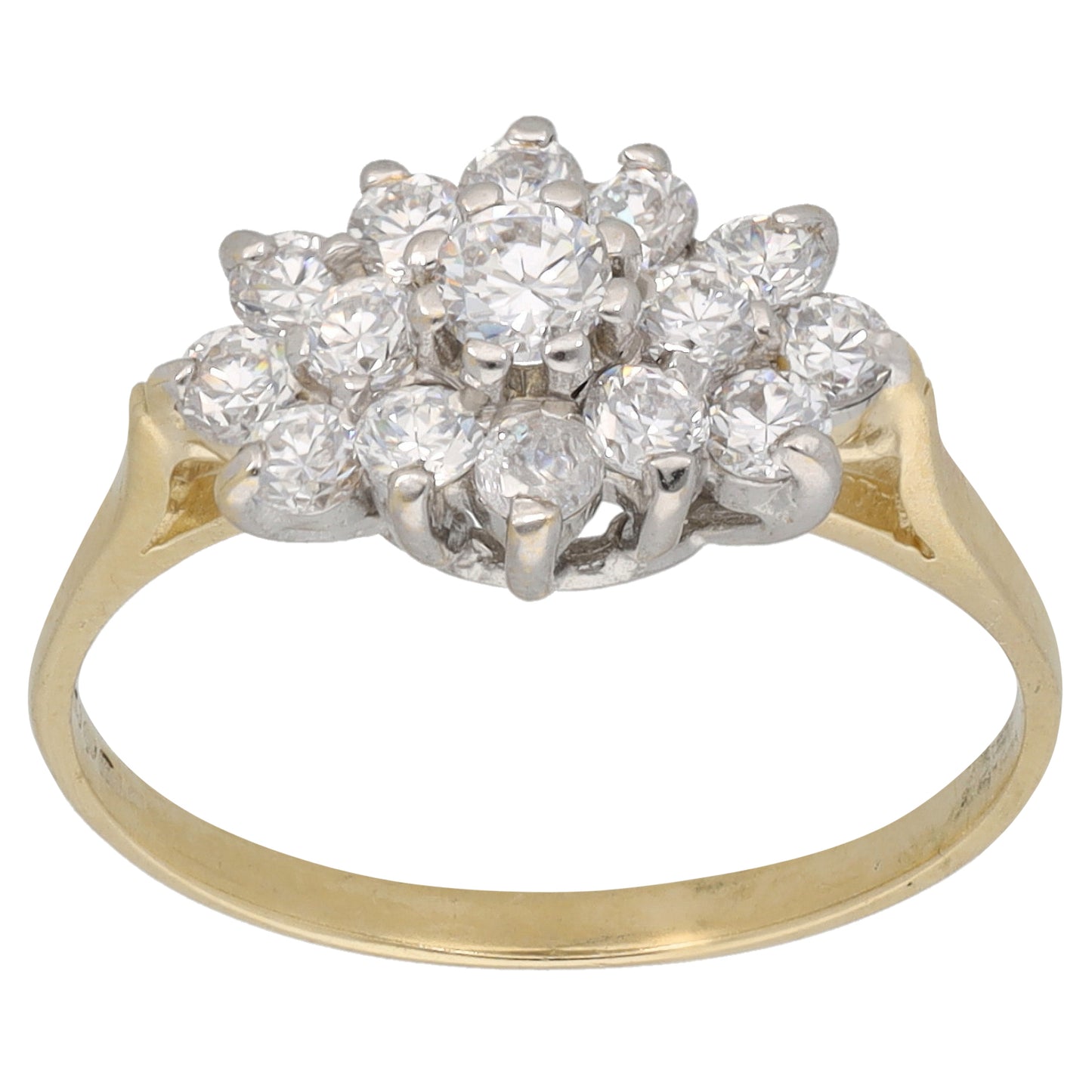 9ct Gold Cubic Zirconia Cluster Ring Size M