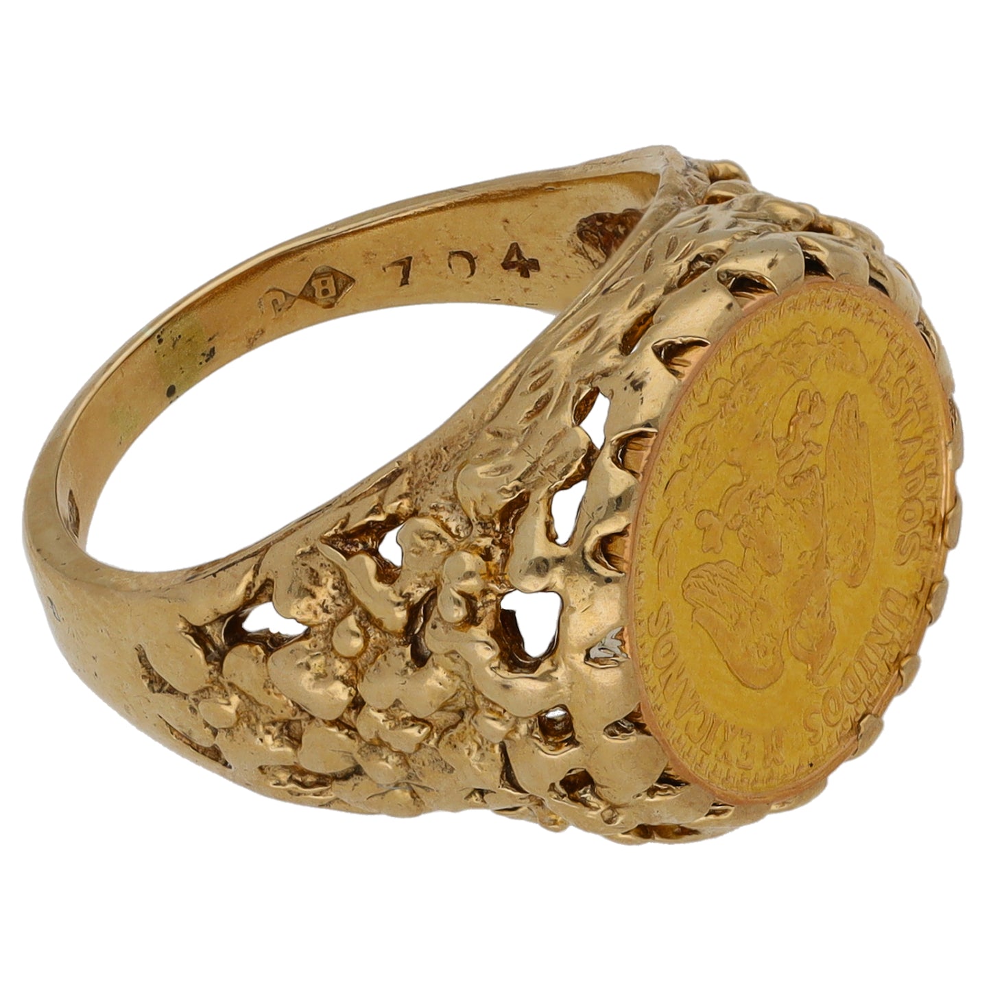 9ct Gold 2 Pesos Coin Ring Size K