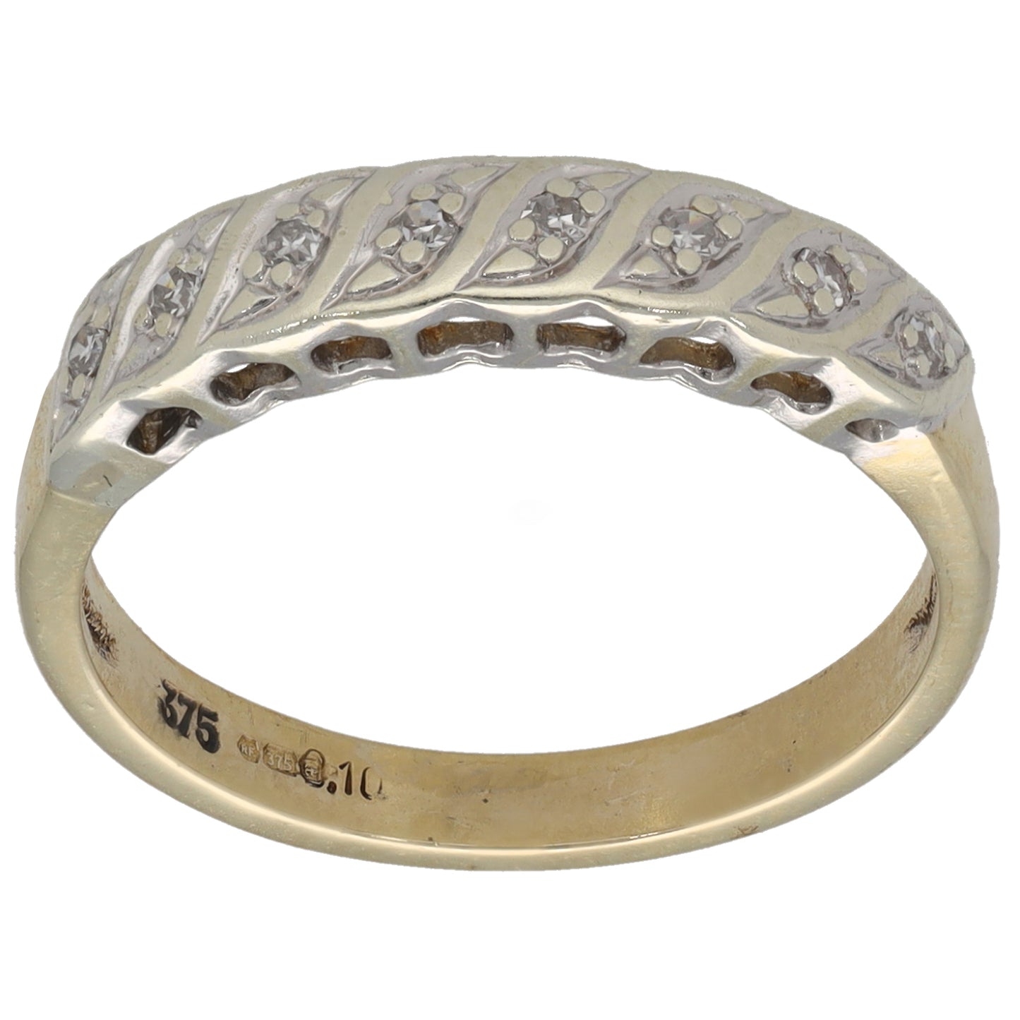 9ct Gold 0.10ct Diamond Half Eternity Ring Size M