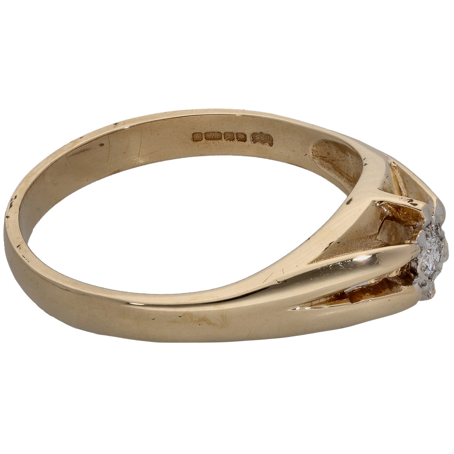 9ct Gold 0.10ct Diamond Solitaire Ring Size X