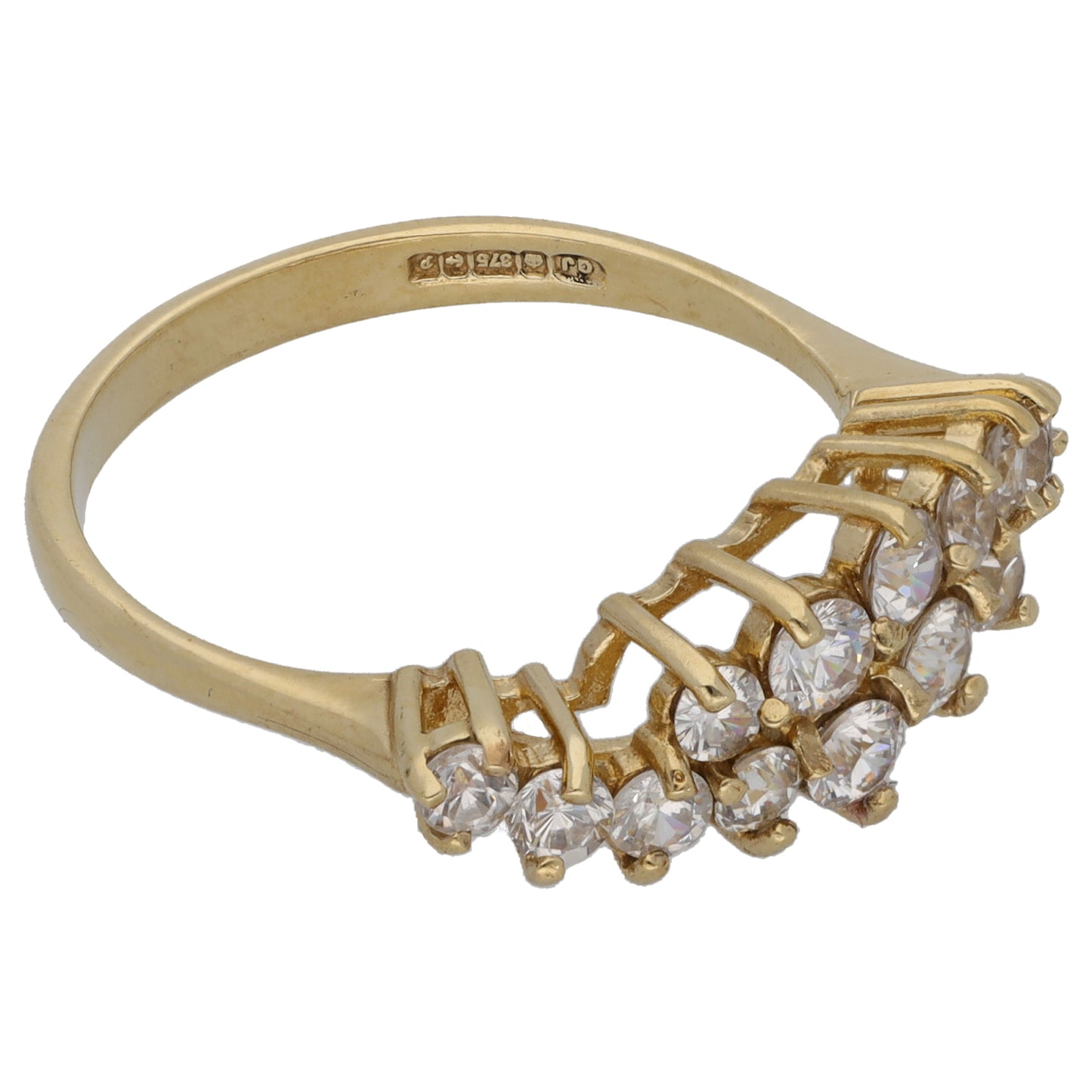 9ct Gold Cubic Zirconia Dress/Cocktail Ring Size Q