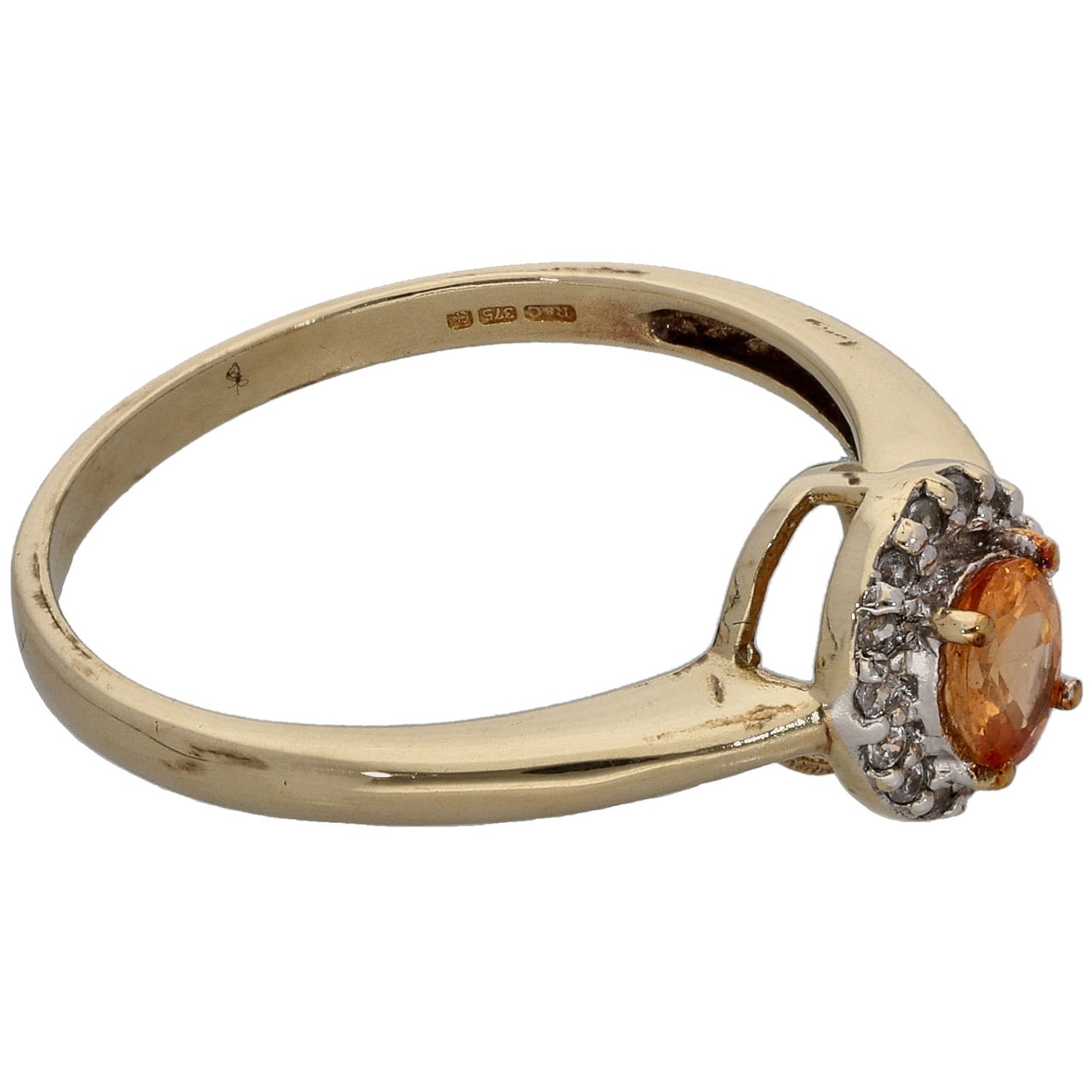 9ct Gold Garnet & Cubic Zirconia Dress/Cocktail Ring Size N