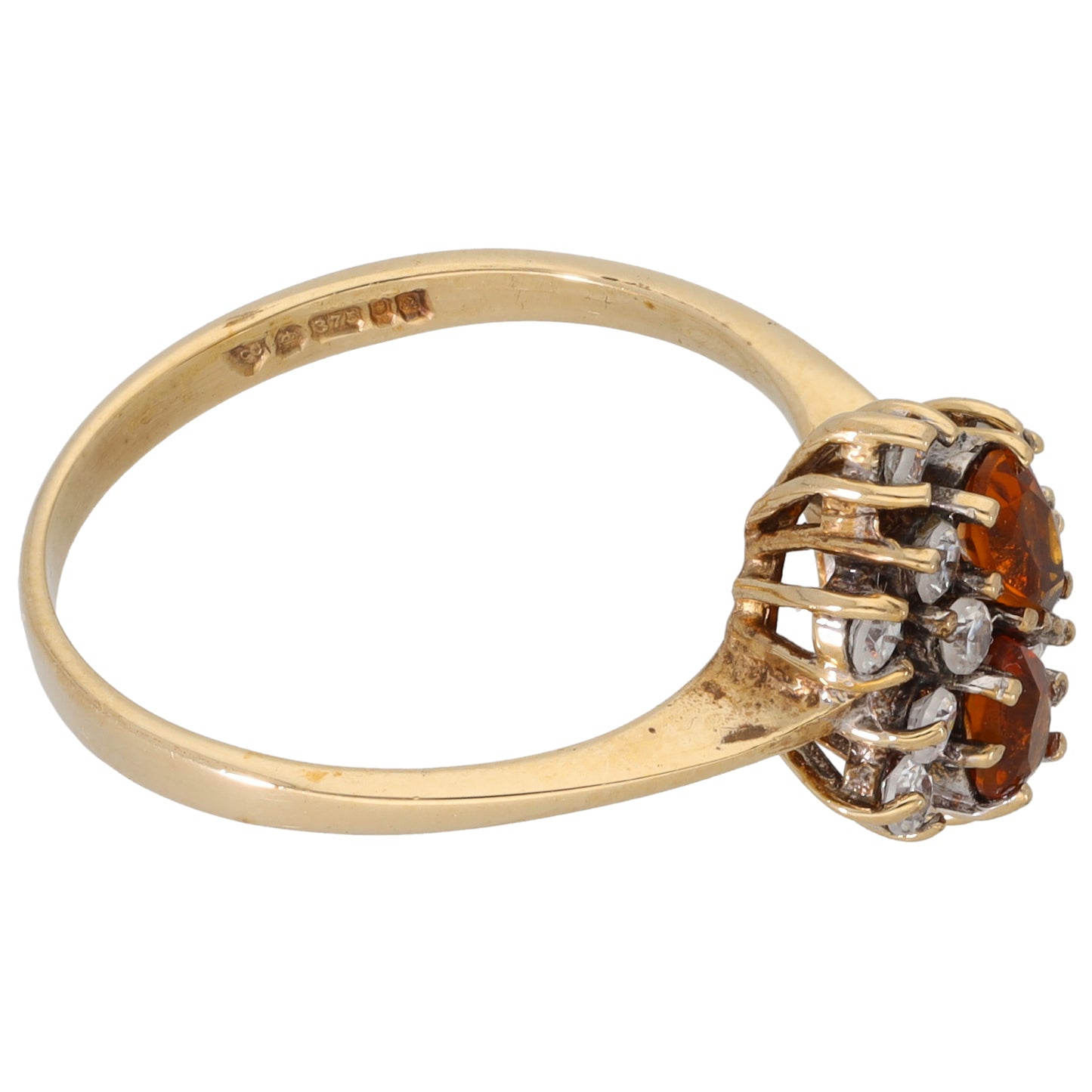 9ct Gold Citrine & Cubic Zirconia Dress/Cocktail Ring Size R
