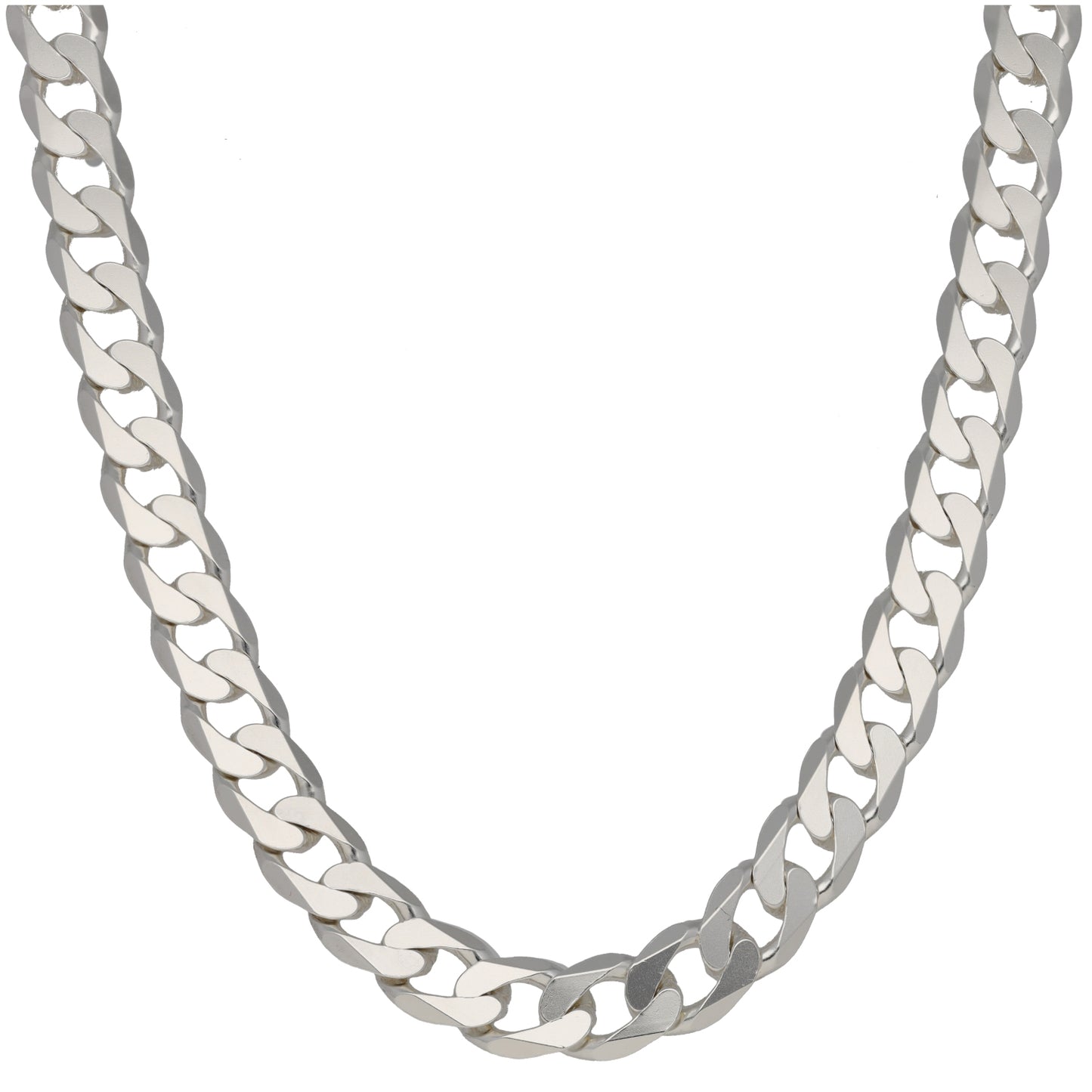 Sterling silver curb chain necklace, polished link design, 20 in