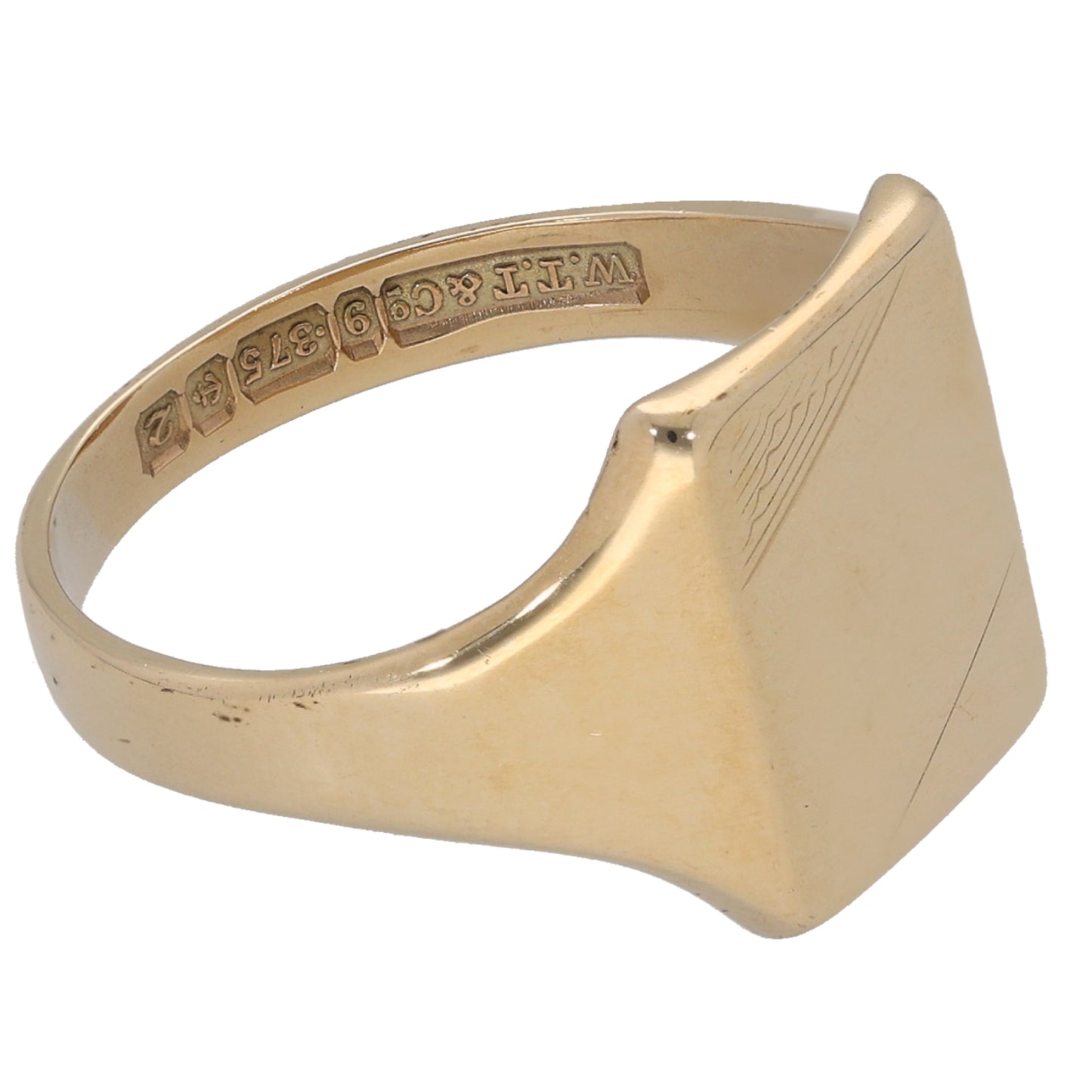 9ct Gold Patterned Signet Ring Size R