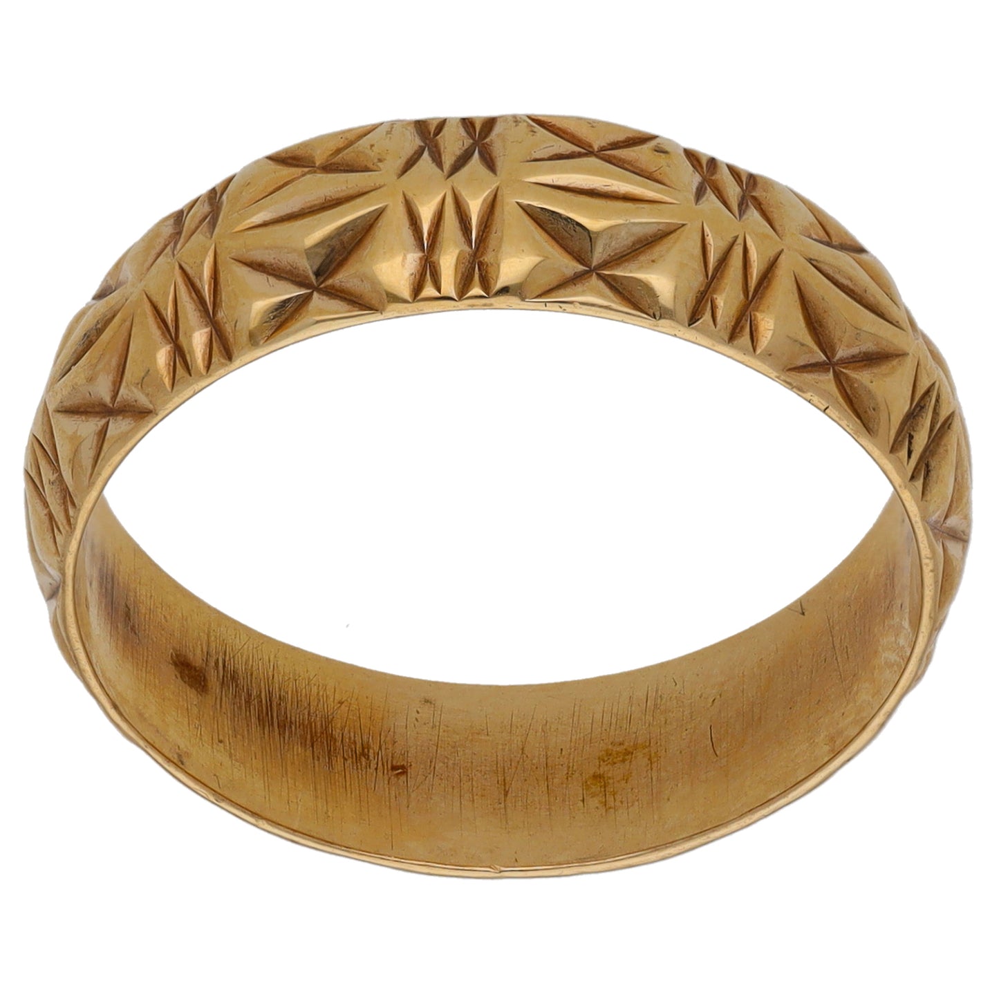 9ct Gold Patterned Wedding Ring Size R