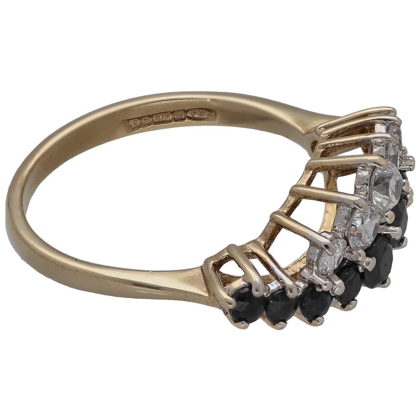 9ct Gold Sapphire & Cubic Zirconia Dress/Cocktail Ring Size N