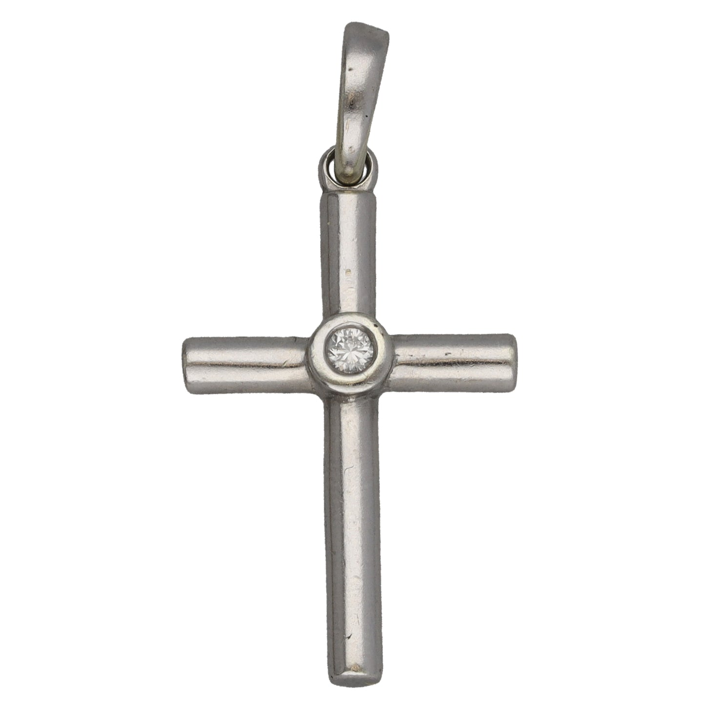 9ct White Gold 0.05ct Diamond Cross Pendant