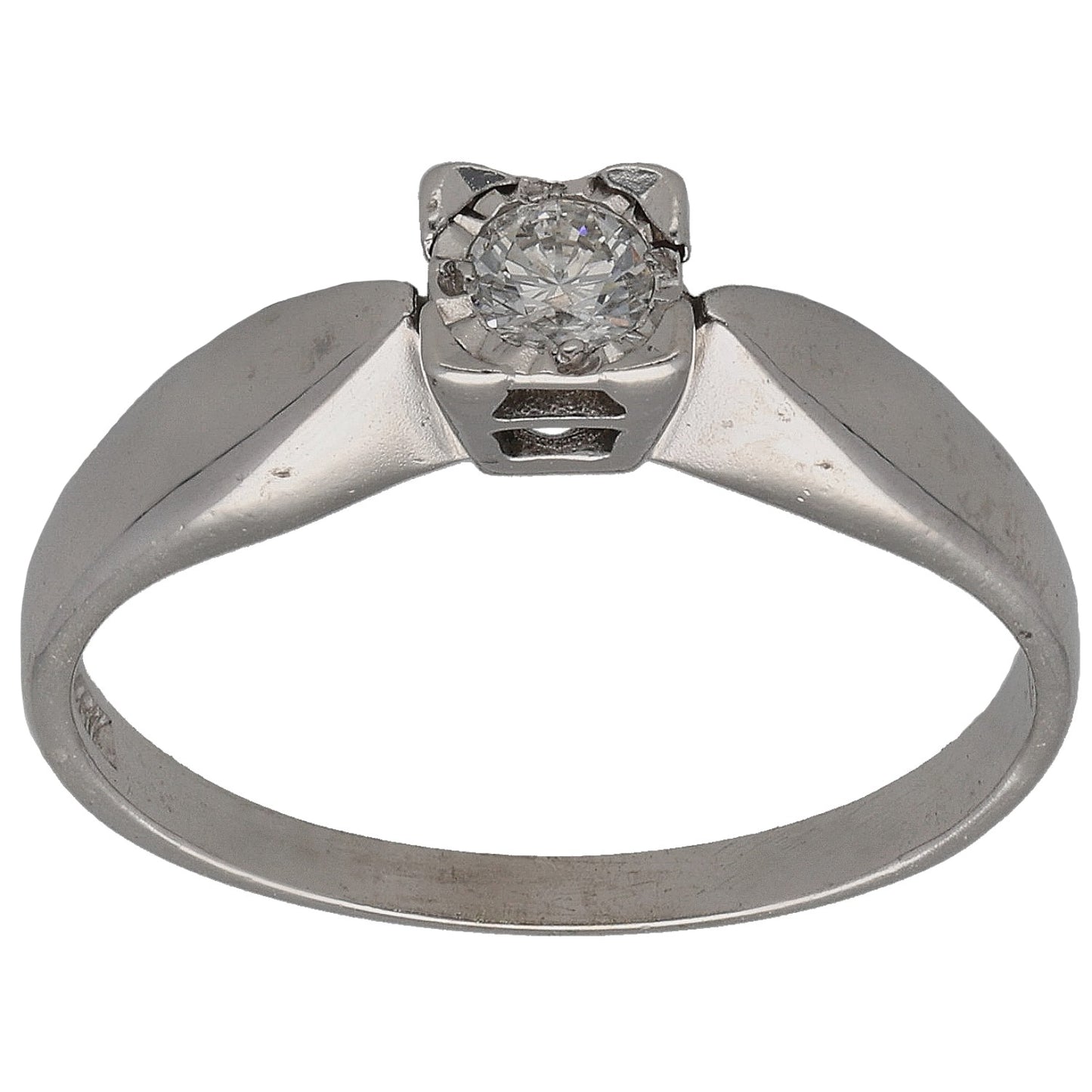 9ct White Gold 0.12ct Diamond Solitaire Ring Size L