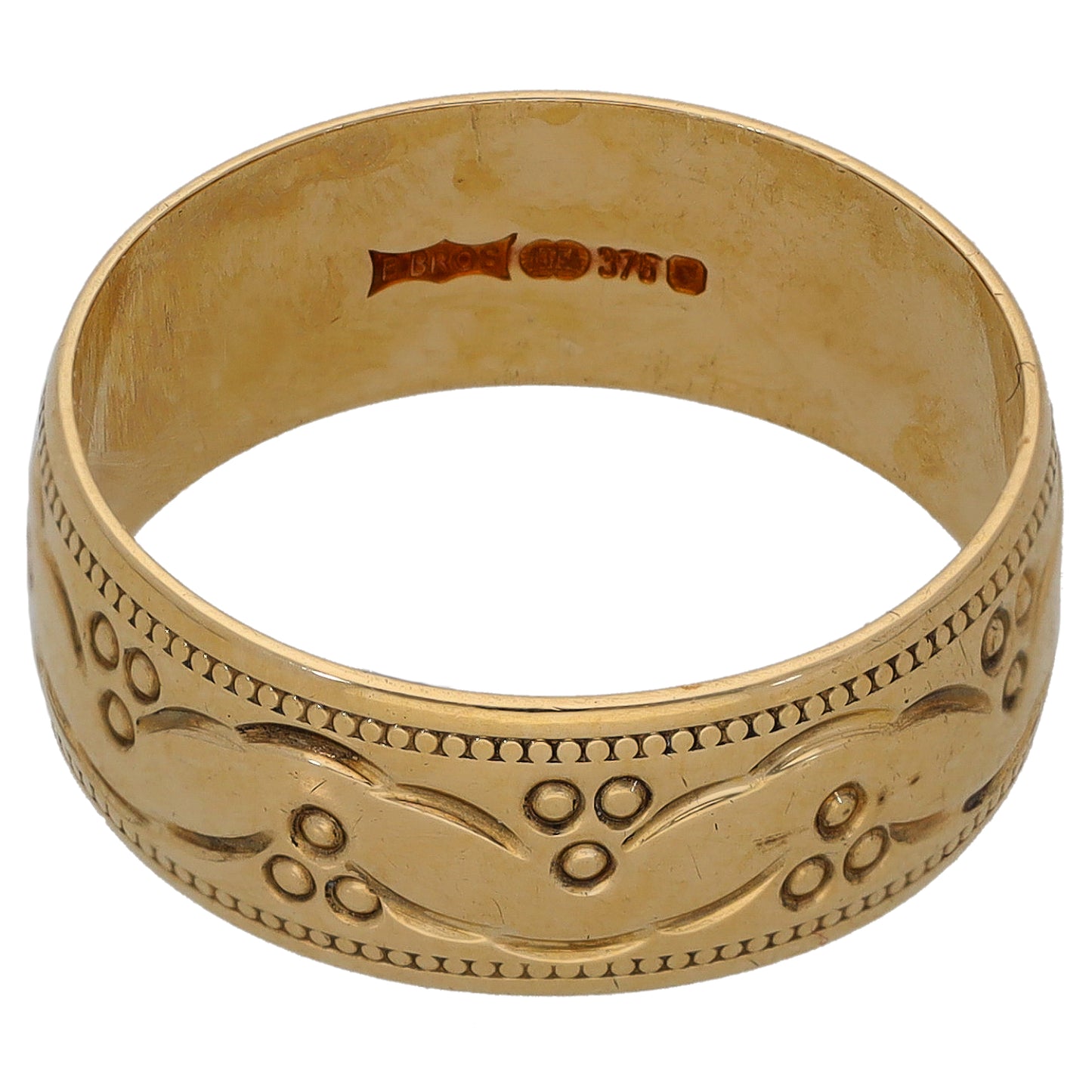 9ct Gold Patterned Wedding Ring Size O