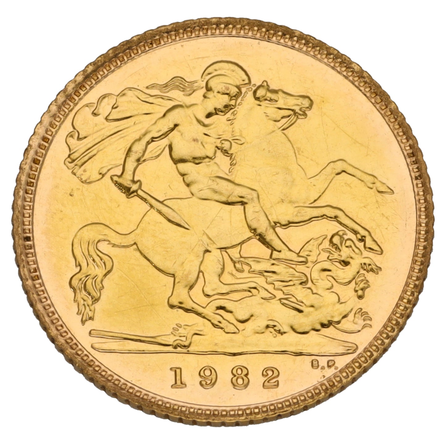 22ct Gold Queen Elizabeth II Half Sovereign Coin 1982