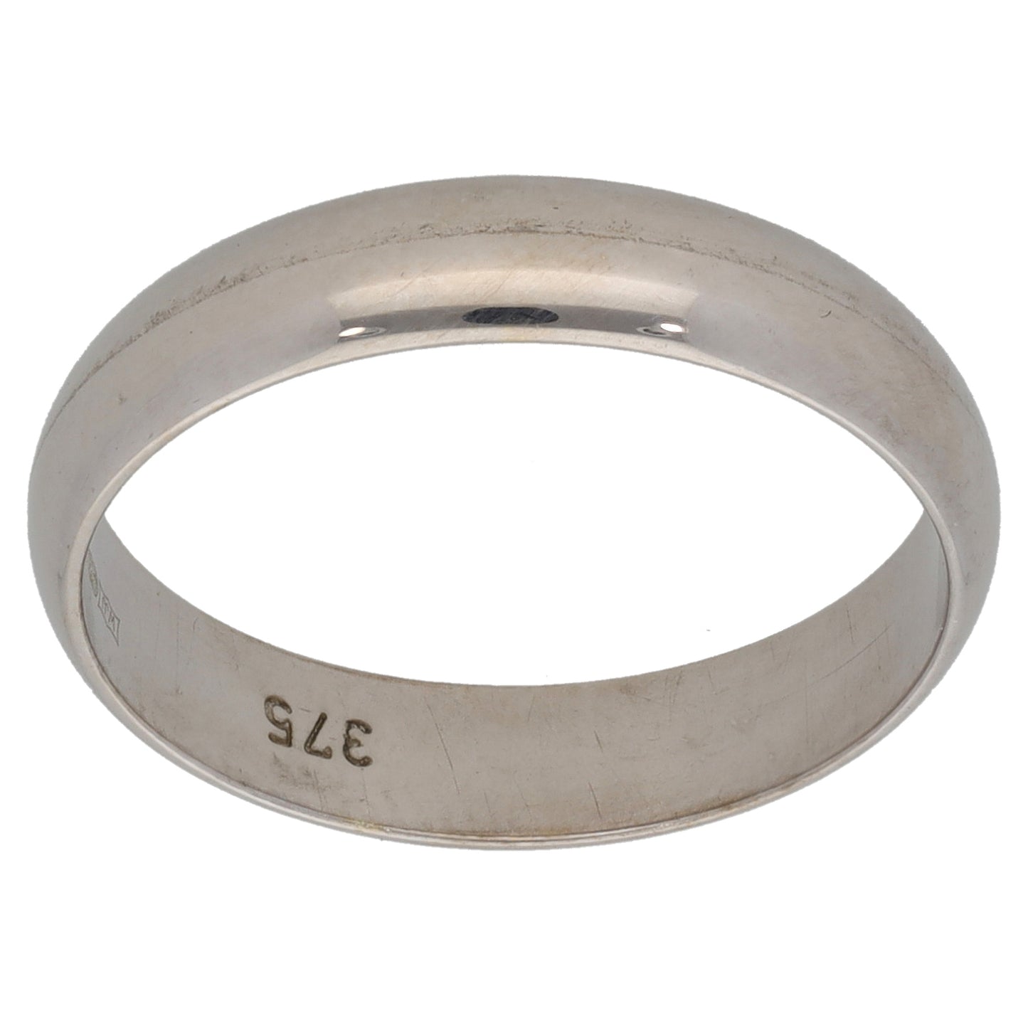 9ct White Gold Plain Wedding Ring Size N