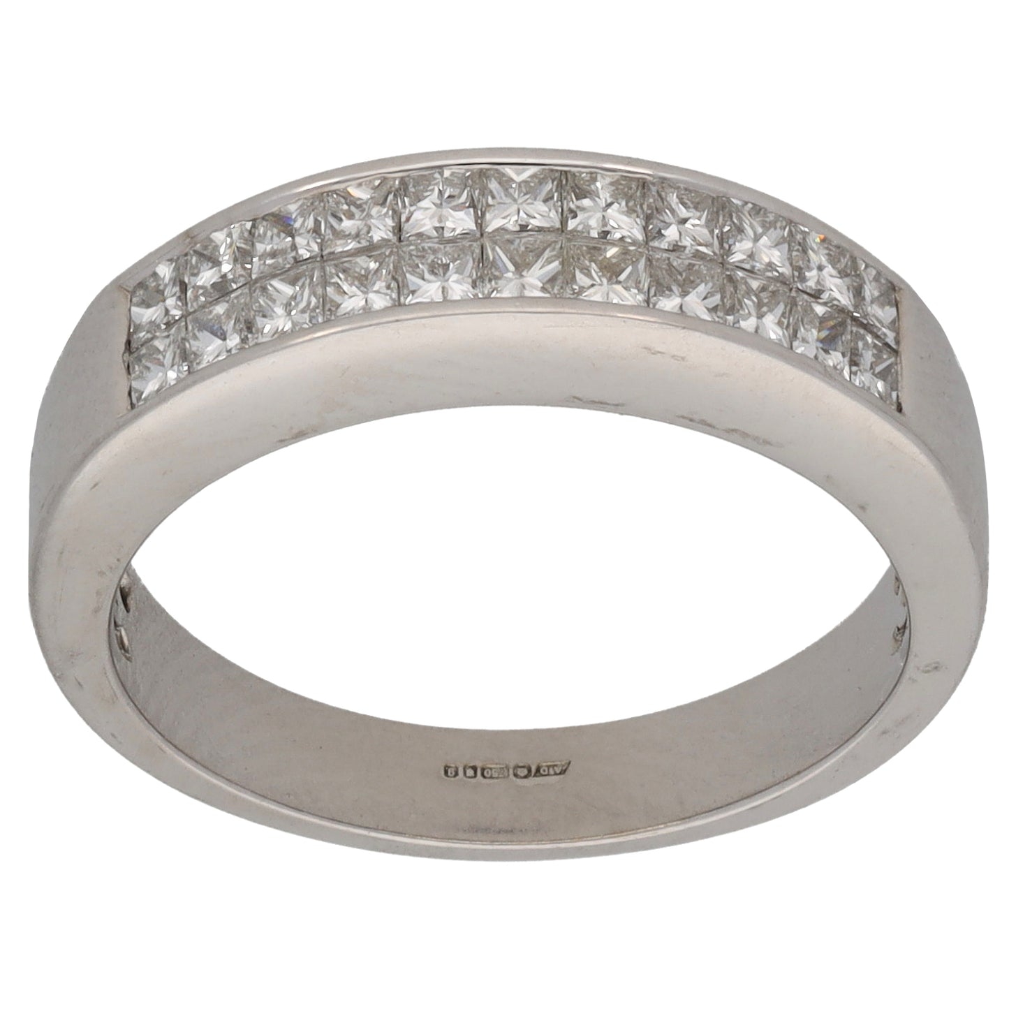 18ct White Gold 0.66ct Diamond Half Eternity Ring Size L