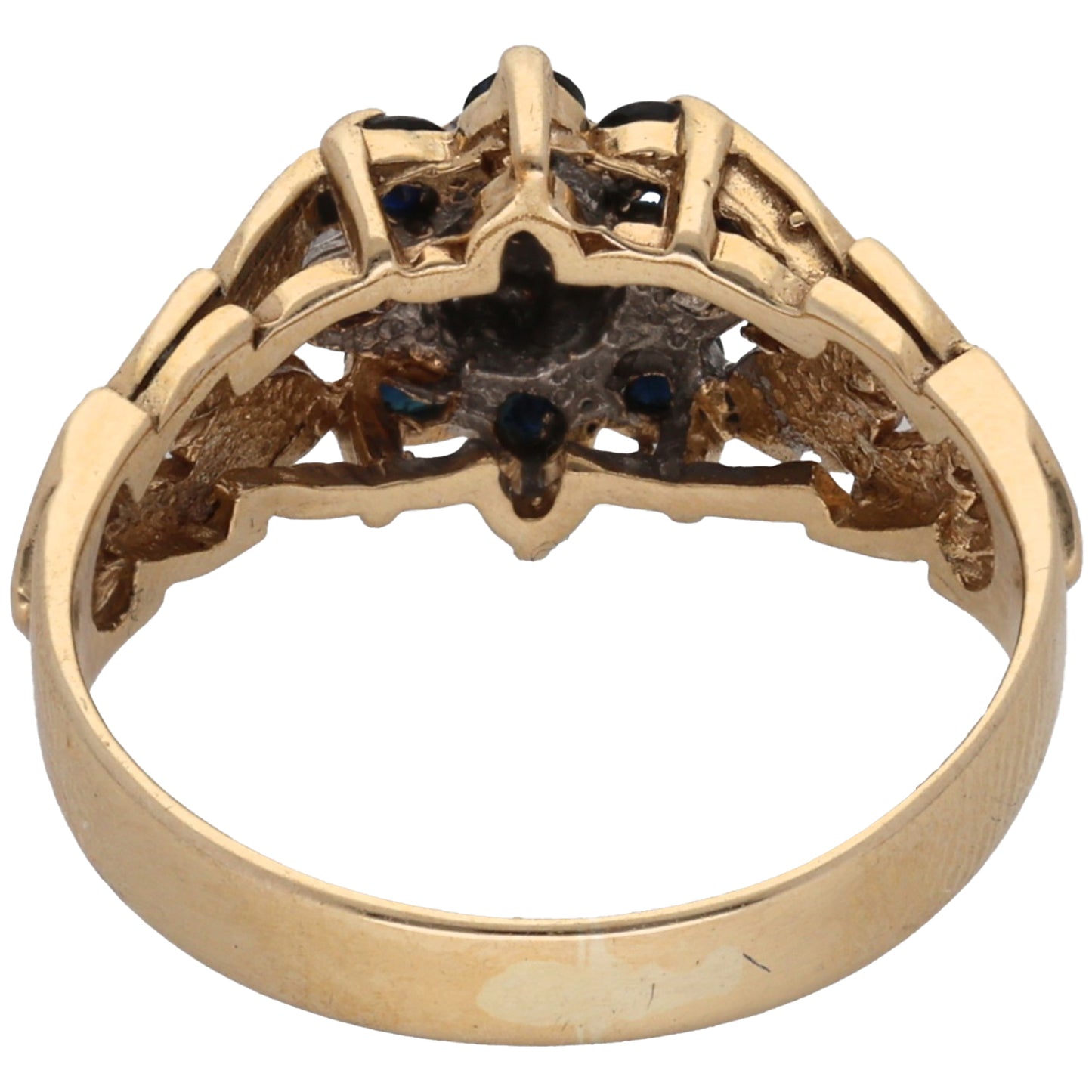 9ct Gold Sapphire & 0.005ct Diamond Cluster Ring Size L