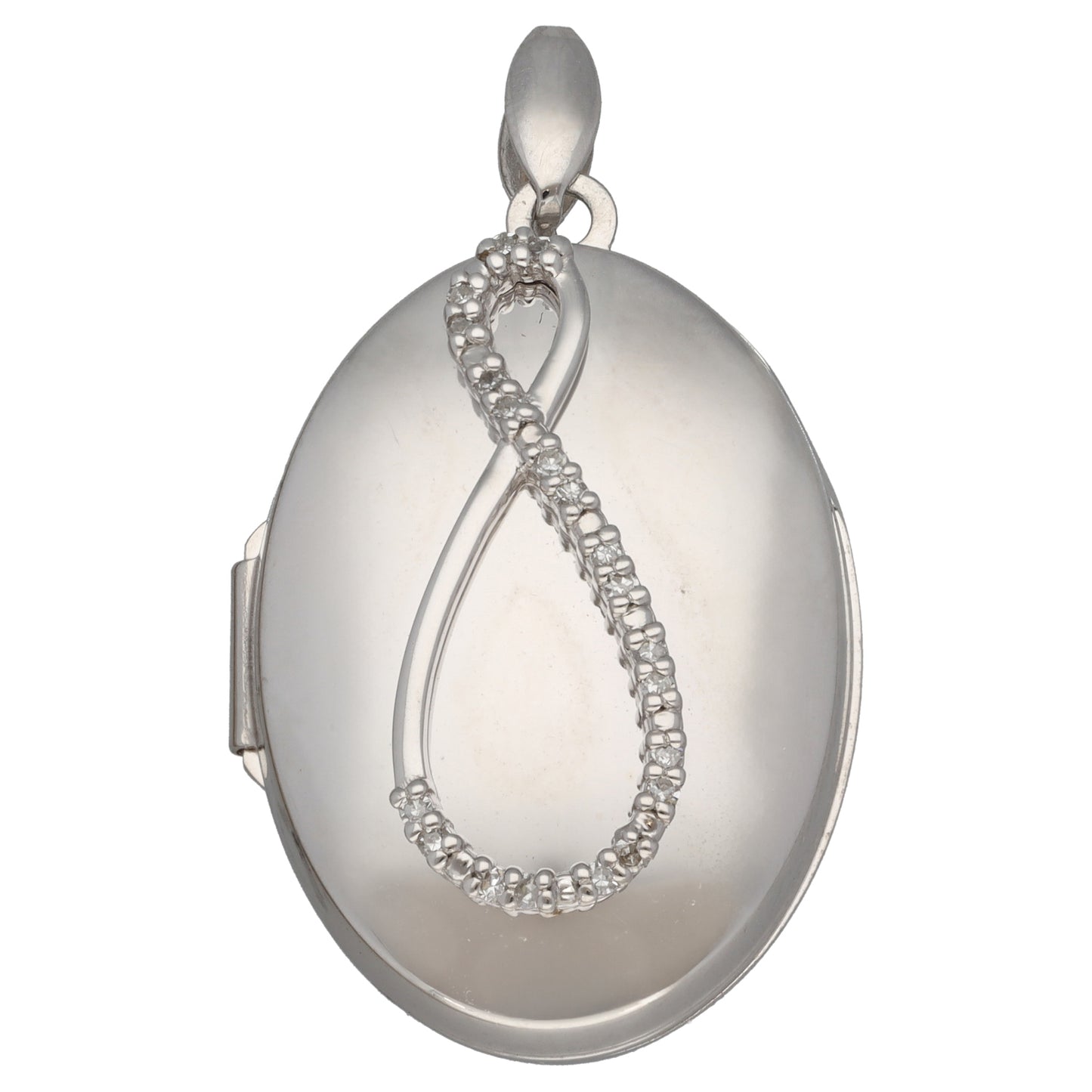 9ct White Gold 0.10ct Diamond Patterned Locket Pendant