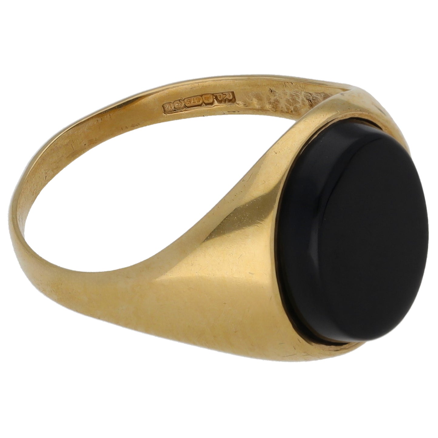 9ct Gold Onyx Plain Single Stone Signet Ring Size O