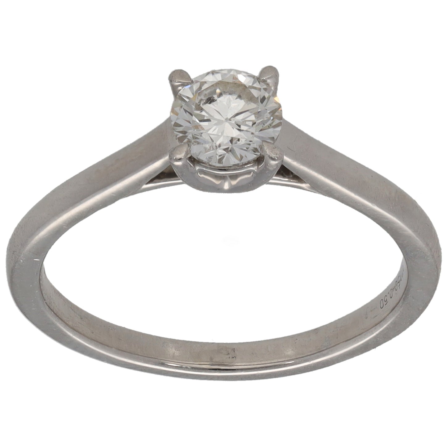 Platinum 0.50ct Diamond Solitaire Ring Size M