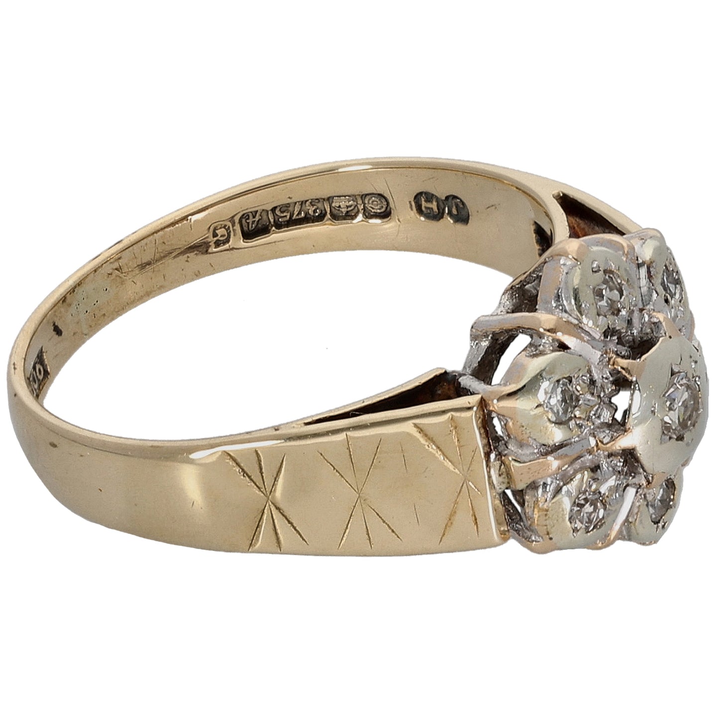 9ct Gold 0.07ct Diamond Cluster Ring Size L