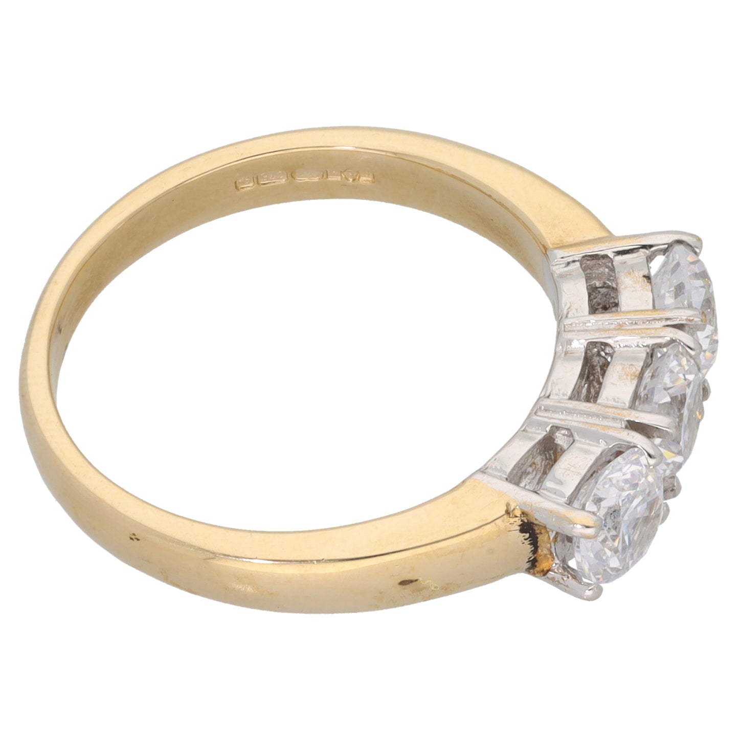 9ct Gold Cubic Zirconia Trilogy Ring Size O