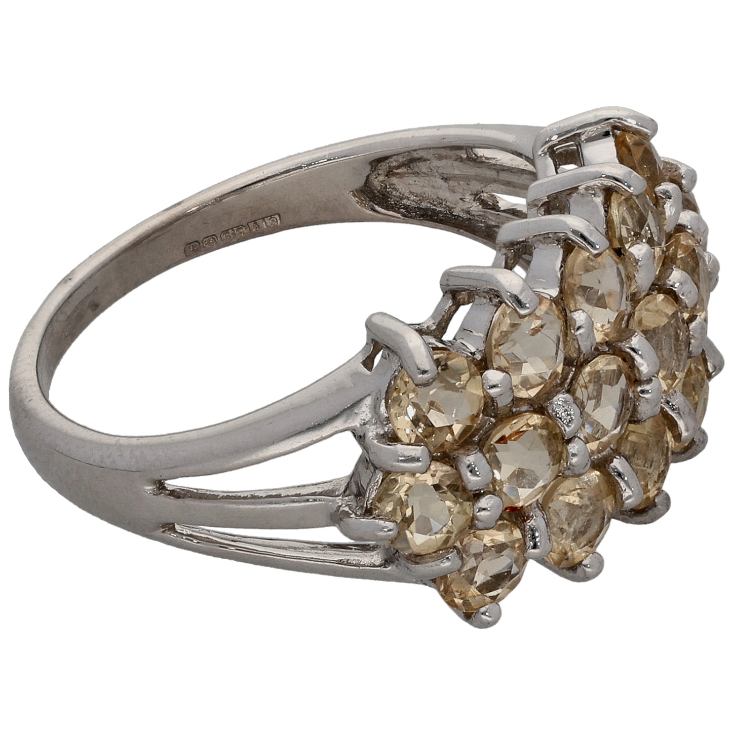 9ct White Gold Brown Topaz Dress/Cocktail Ring Size N