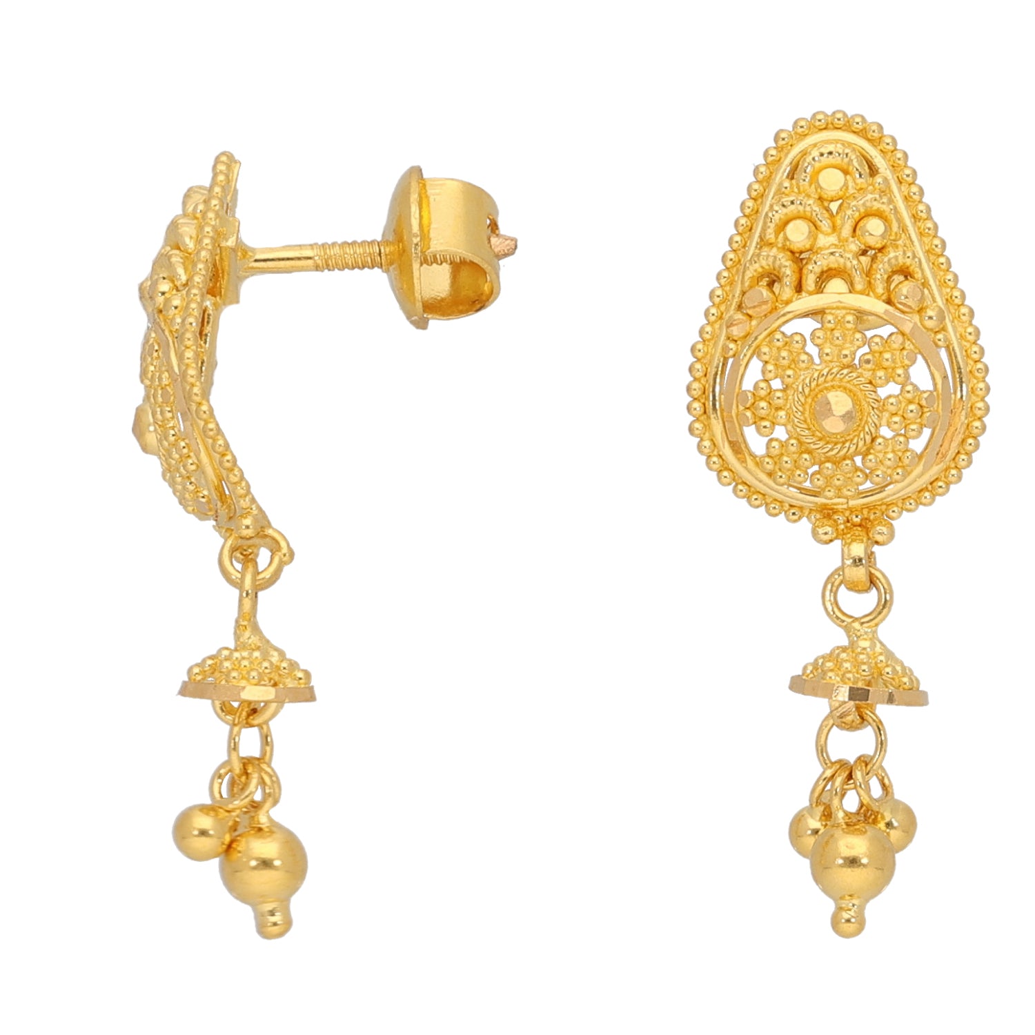 New 22ct Gold Filigree Earrings H&T - Main Image