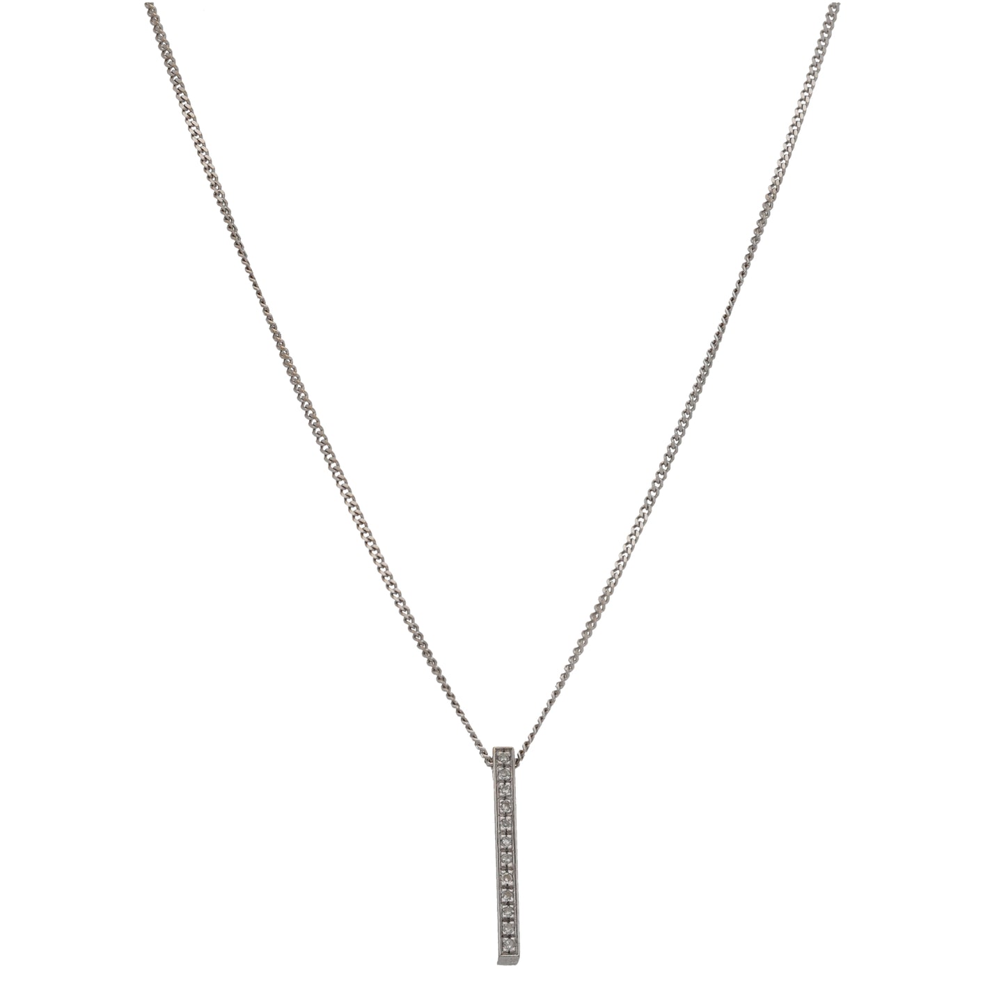 9ct White Gold 0.12ct Diamond Dress/Cocktail Pendant With Chain