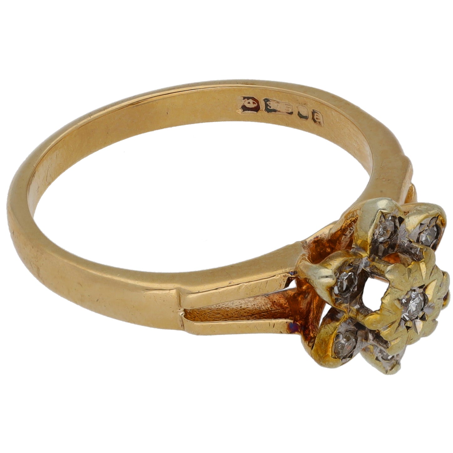 9ct Gold 0.14ct Diamond Cluster Ring Size O