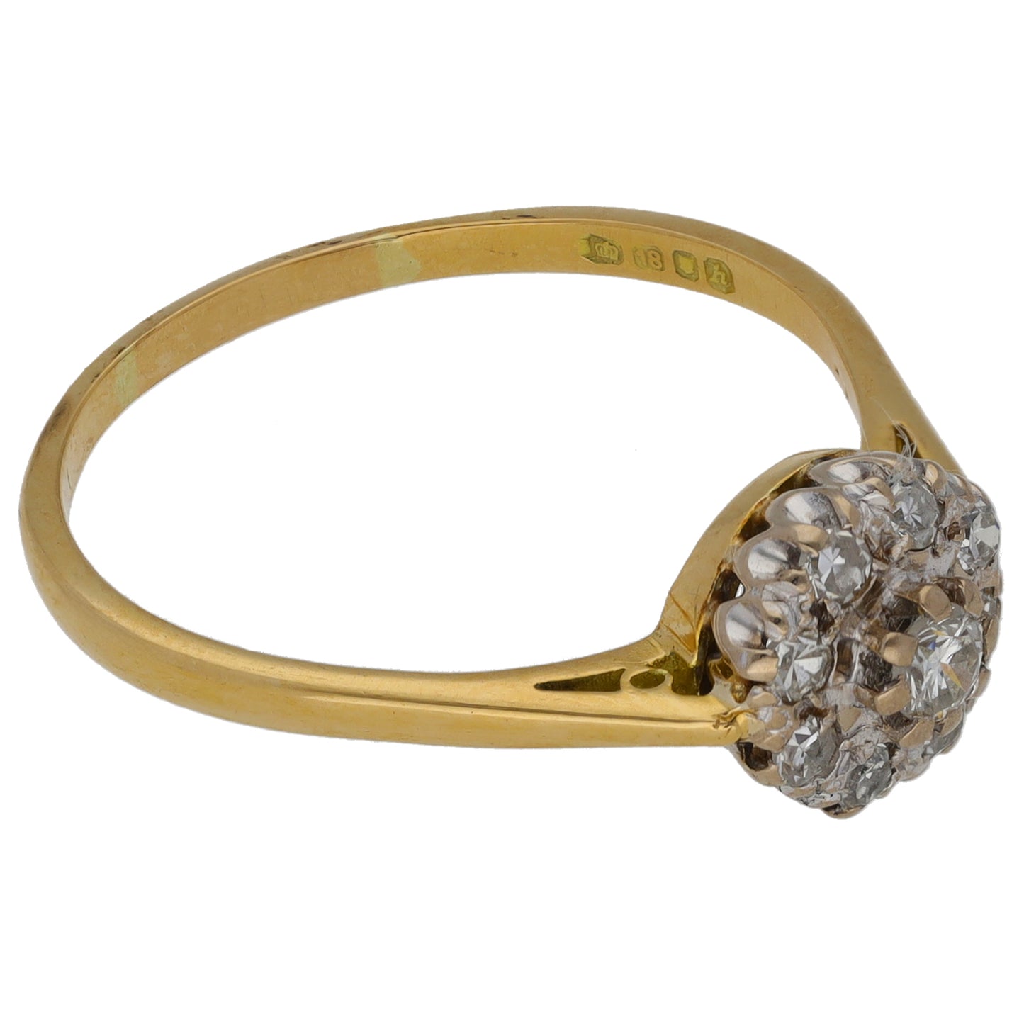 18ct Bicolour Gold 0.36ct Diamond Cluster Ring Size T