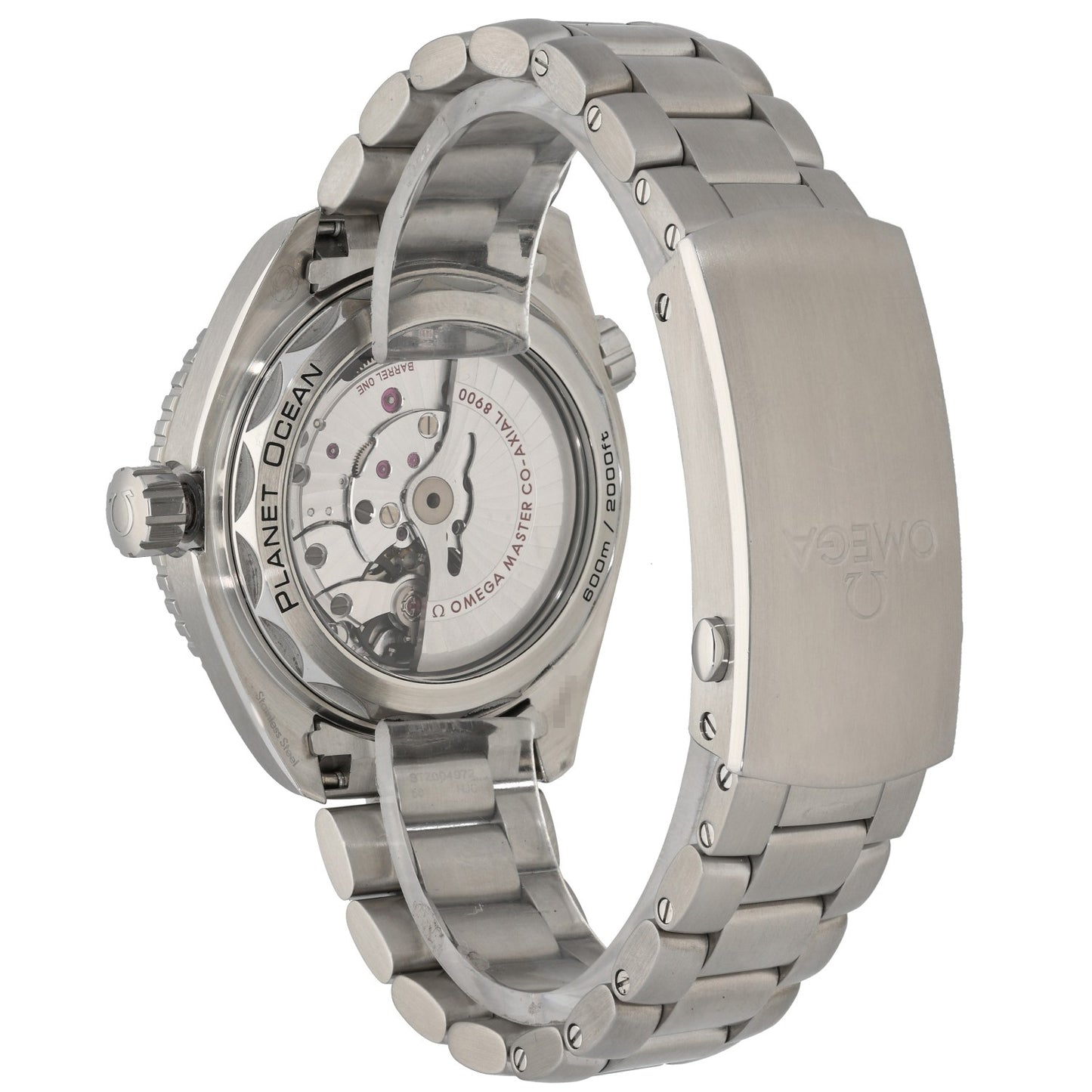Omega Planet Ocean 215.30.44.21.03.001, Blue Dial, Stainless Steel, Rear Angle Image
