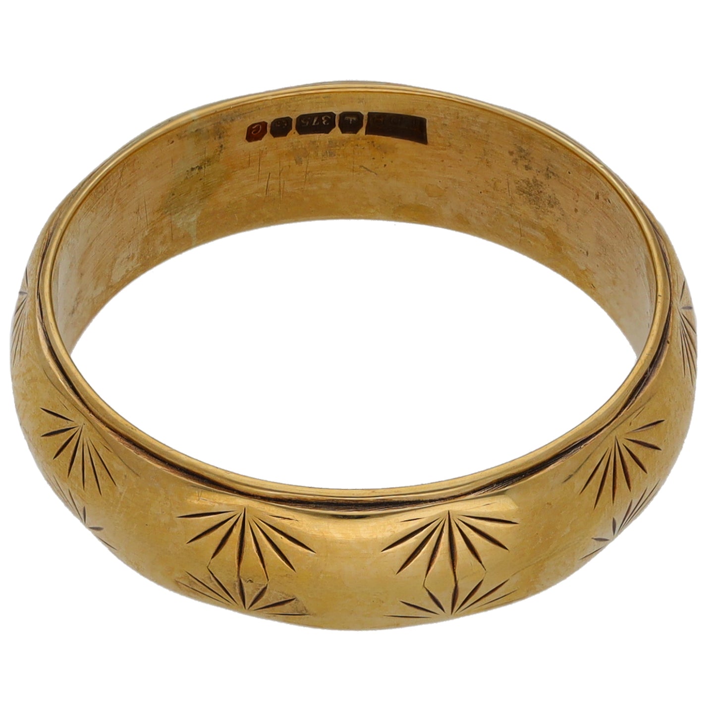 9ct Gold Patterned Wedding Ring Size O