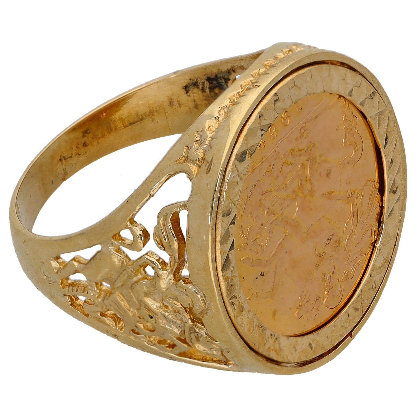9ct Gold Half Sovereign Coin Ring Size U