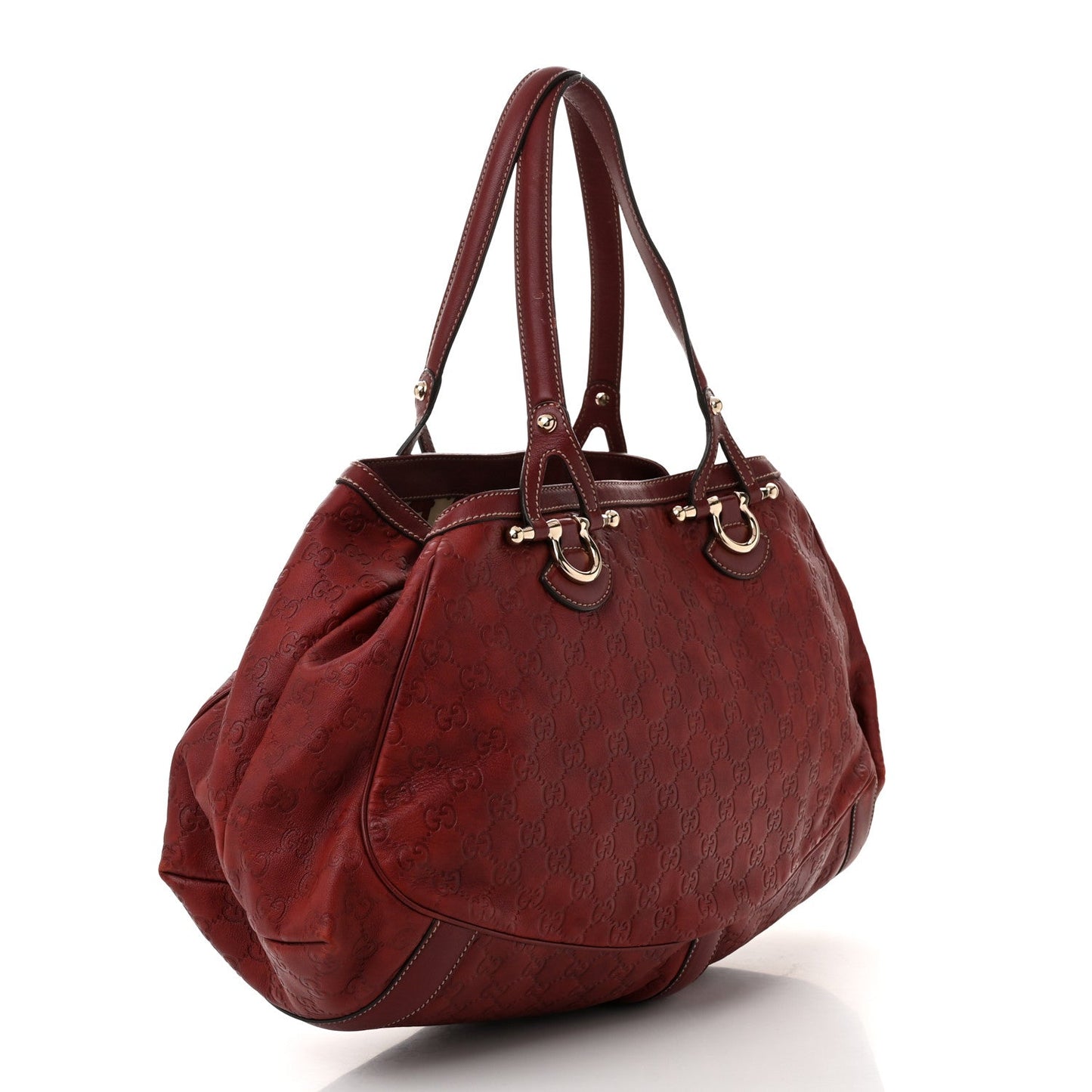 Gucci Guccissima Shoulder Leather Bag - Red