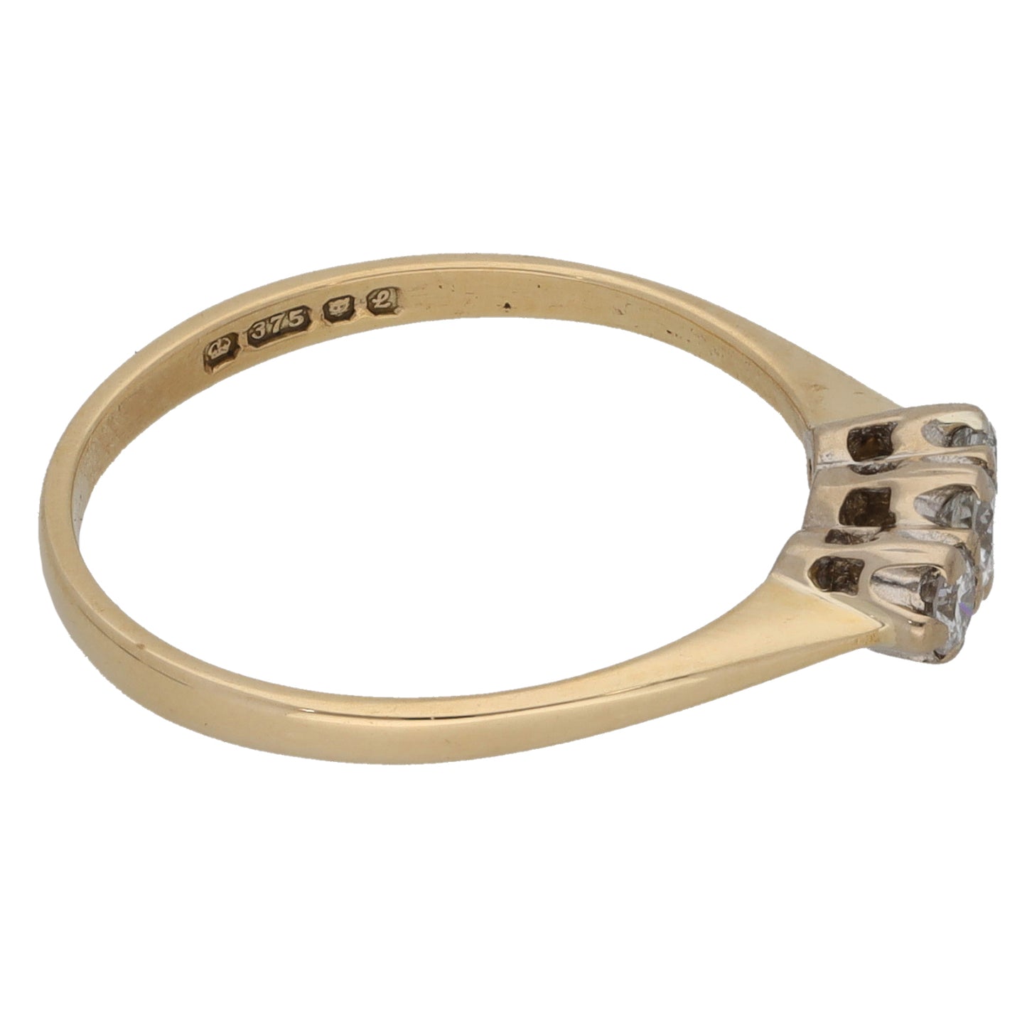 9ct Gold 0.16ct Diamond Trilogy Ring Size M