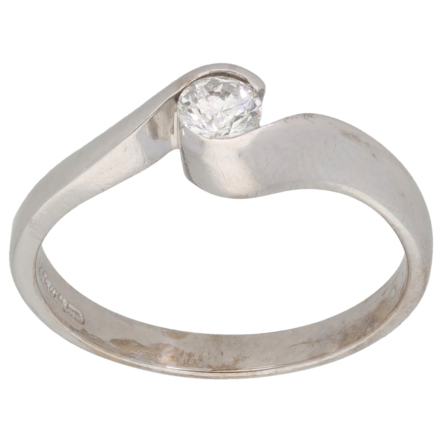 18ct White Gold 0.25ct Diamond Solitaire Ring Size P