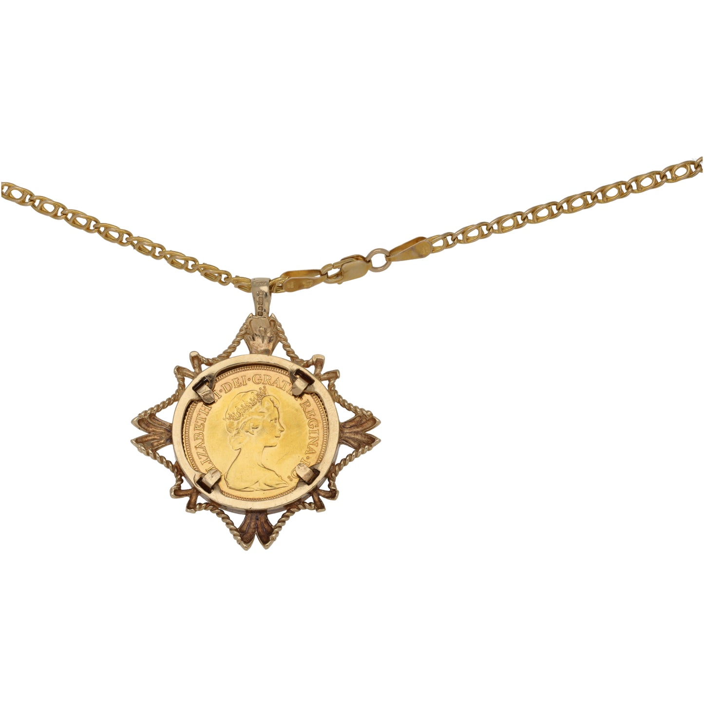 9ct Gold Full Sovereign Coin Pendant With Chain