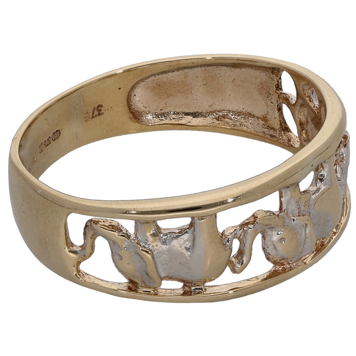 9ct Bicolour Gold Elephant Ring Size P