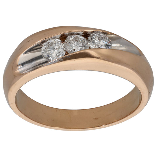 18ct Gold 0.60ct Diamond Three Stone Ring Size W