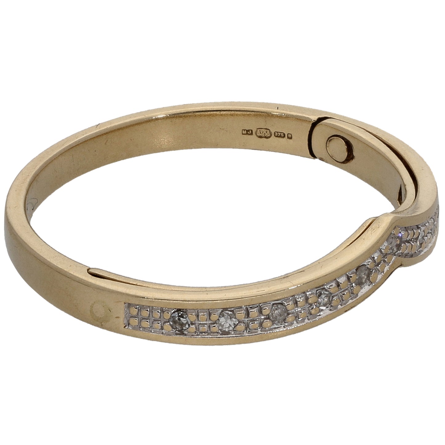 9ct Gold 0.05ct Diamond Wishbone Ring Size P