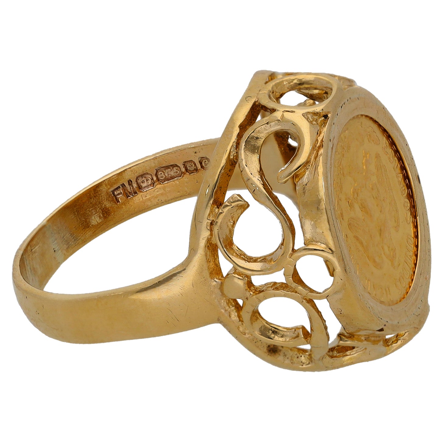 9ct Gold 2 Pesos Coin Ring Size N
