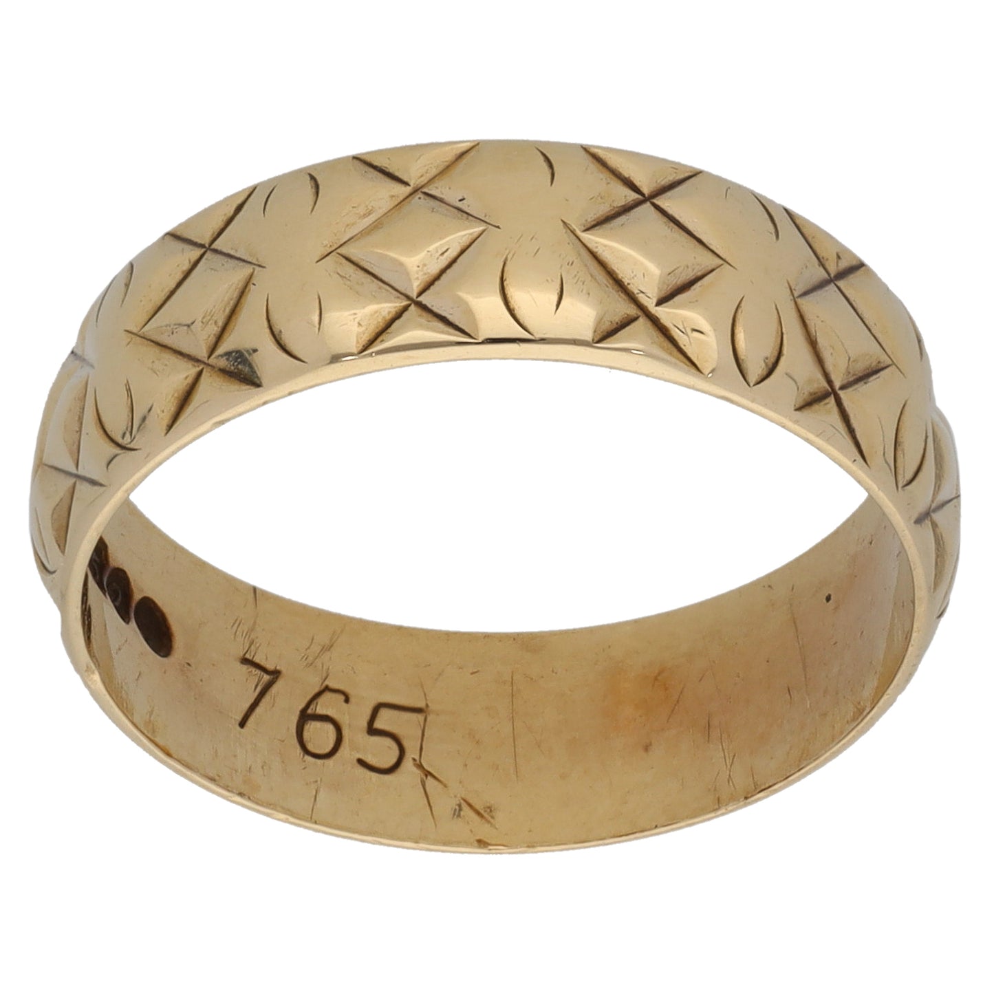 9ct Gold Patterned Wedding Ring Size N