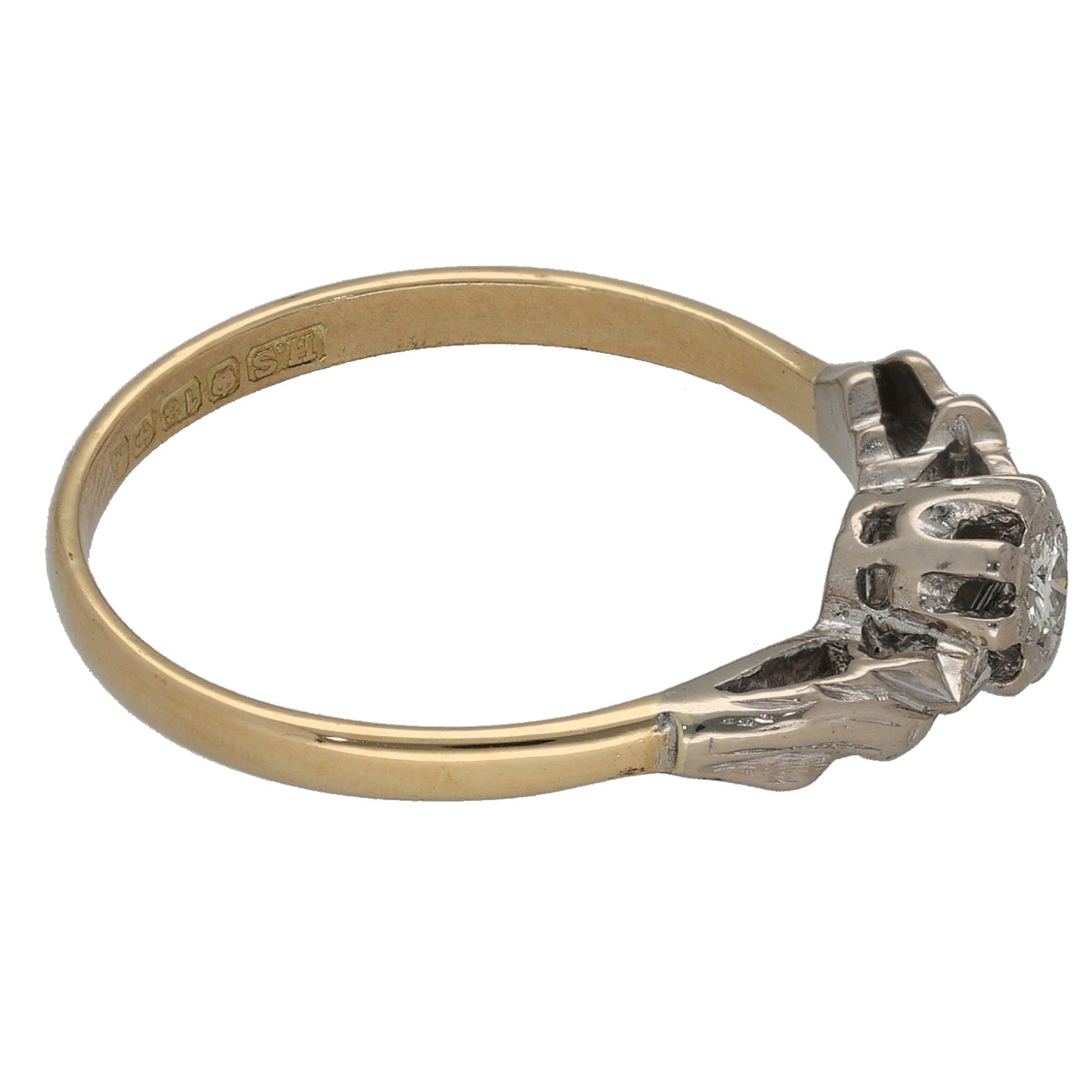 18ct Bicolour Gold 0.10ct Diamond Solitaire Ring Size R