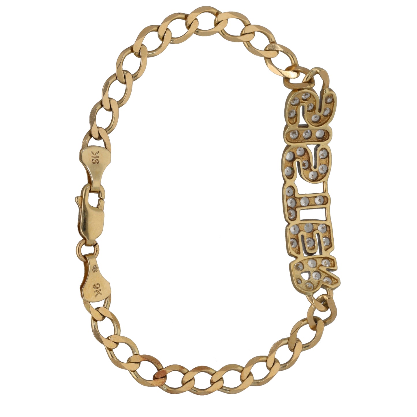 9ct Gold Cubic Zirconia Sister Curb Bracelet