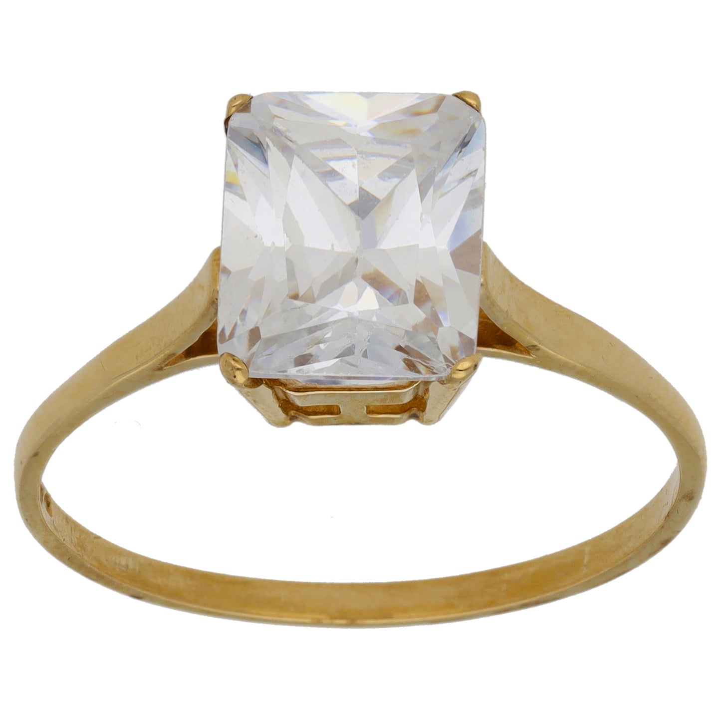9ct Gold Cubic Zirconia Single Stone Ring Size V