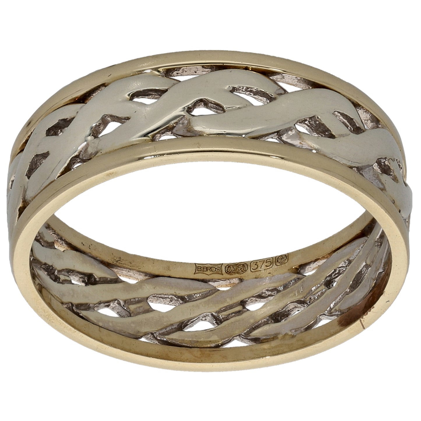 9ct Bi-Colour Gold Patterned Wedding Ring Size L